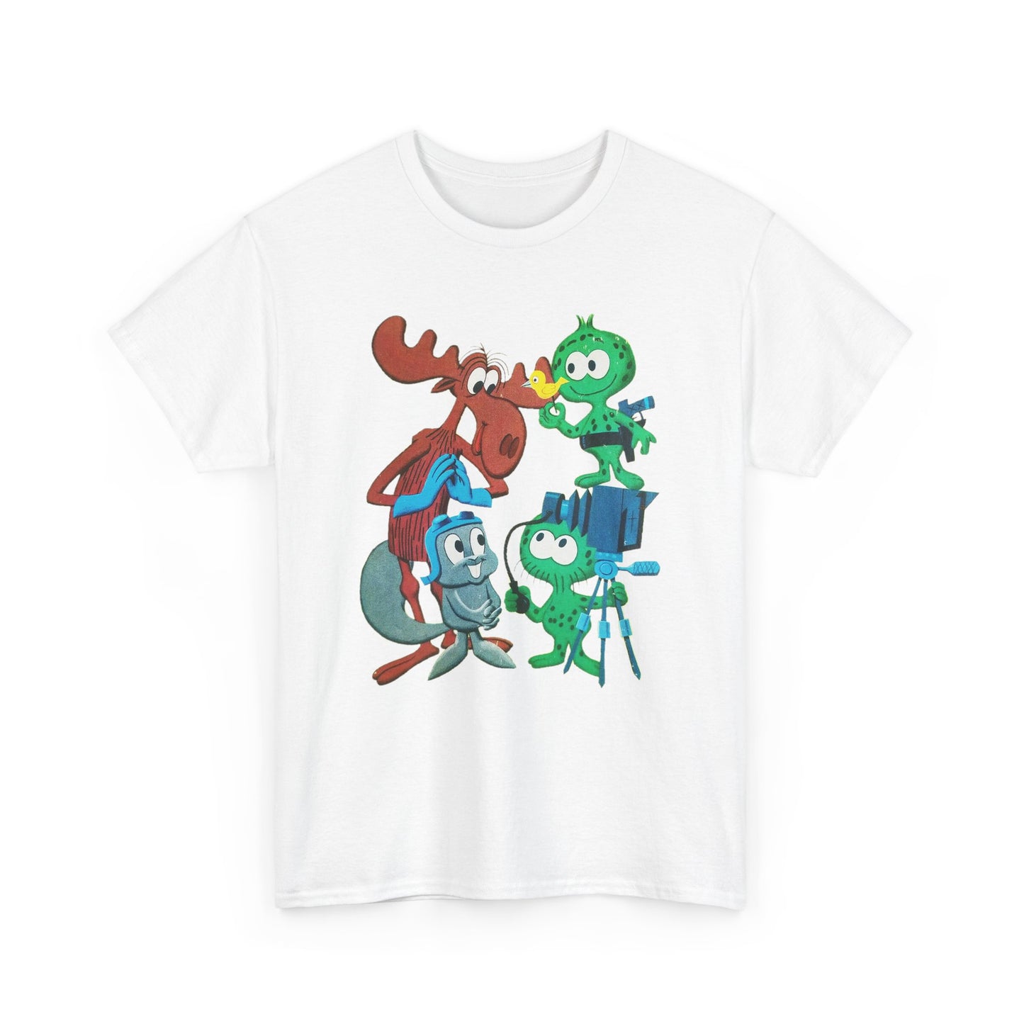 the rocky and bullwinkle show with gidney and cloyd reproduction tshirt