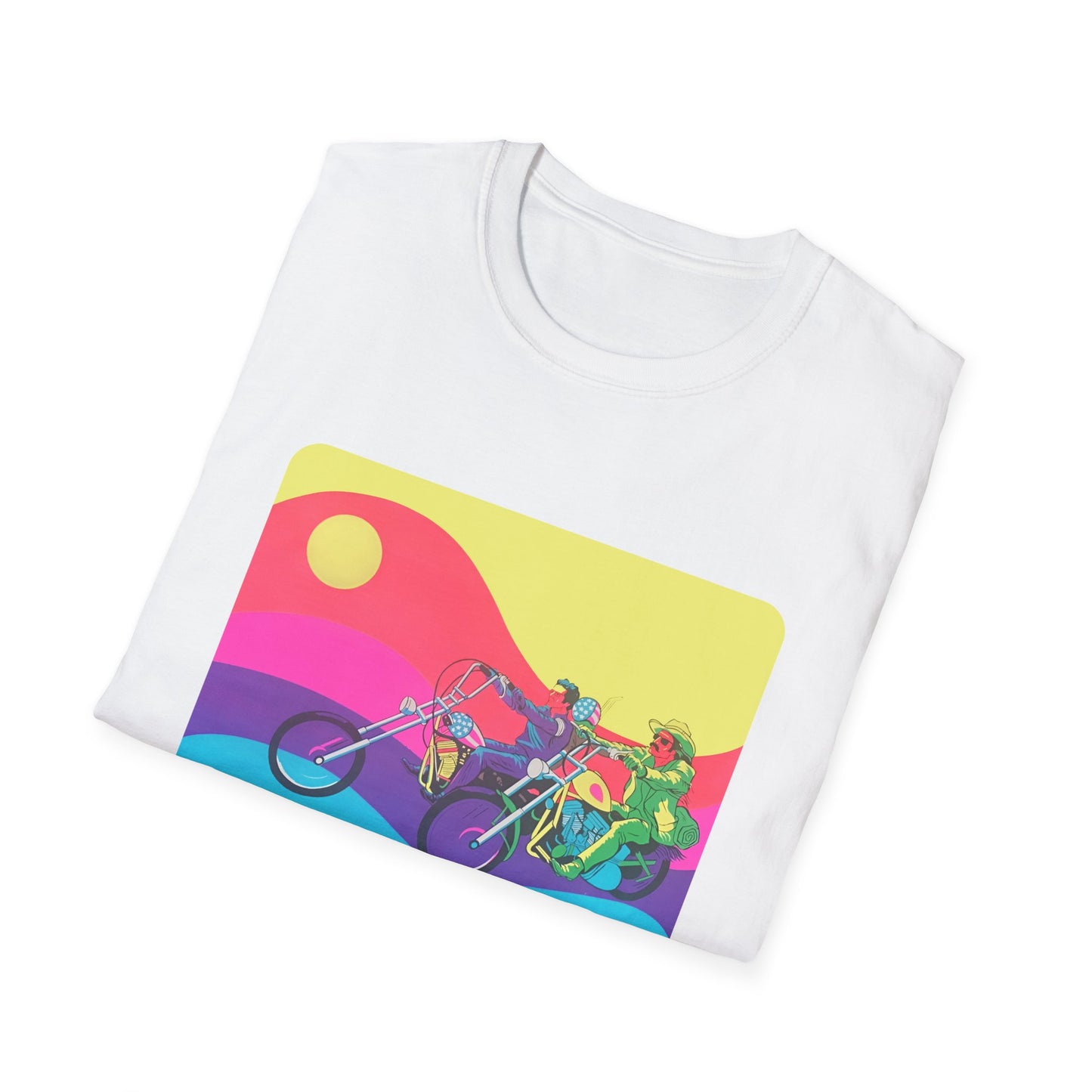 1960s blacklight poster image of captain america & billy on a tshirt