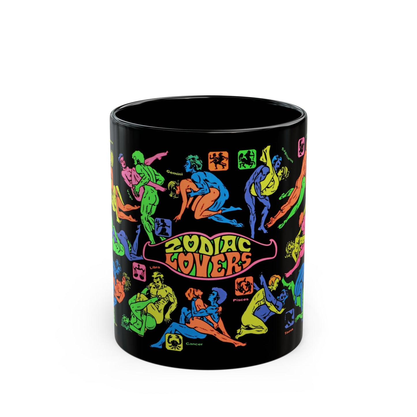 1975 black light poster image "zodiac lovers" mug