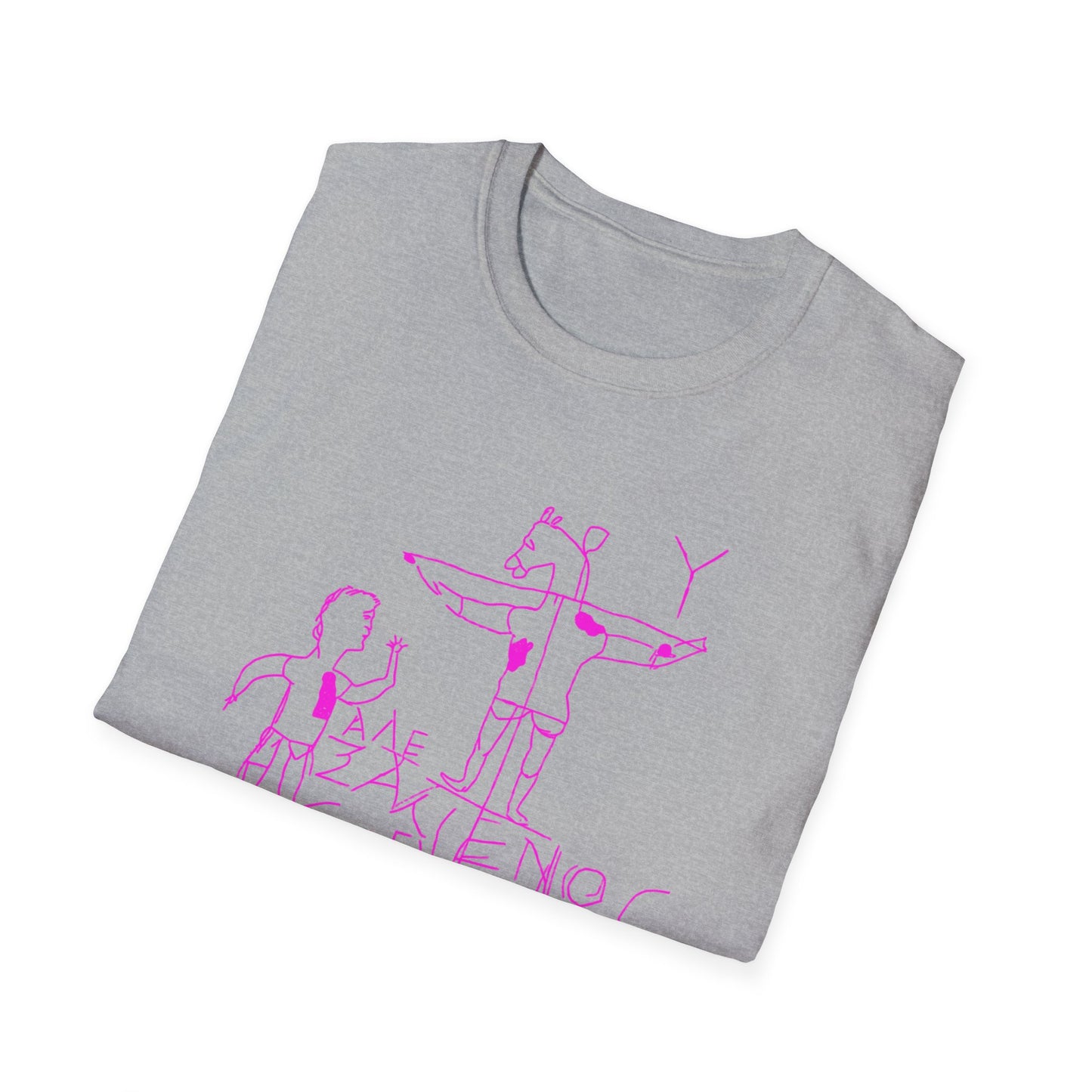 alexamenos graffito blasphemous young man worships donkey early graffiti 200 BC in pink tshirt