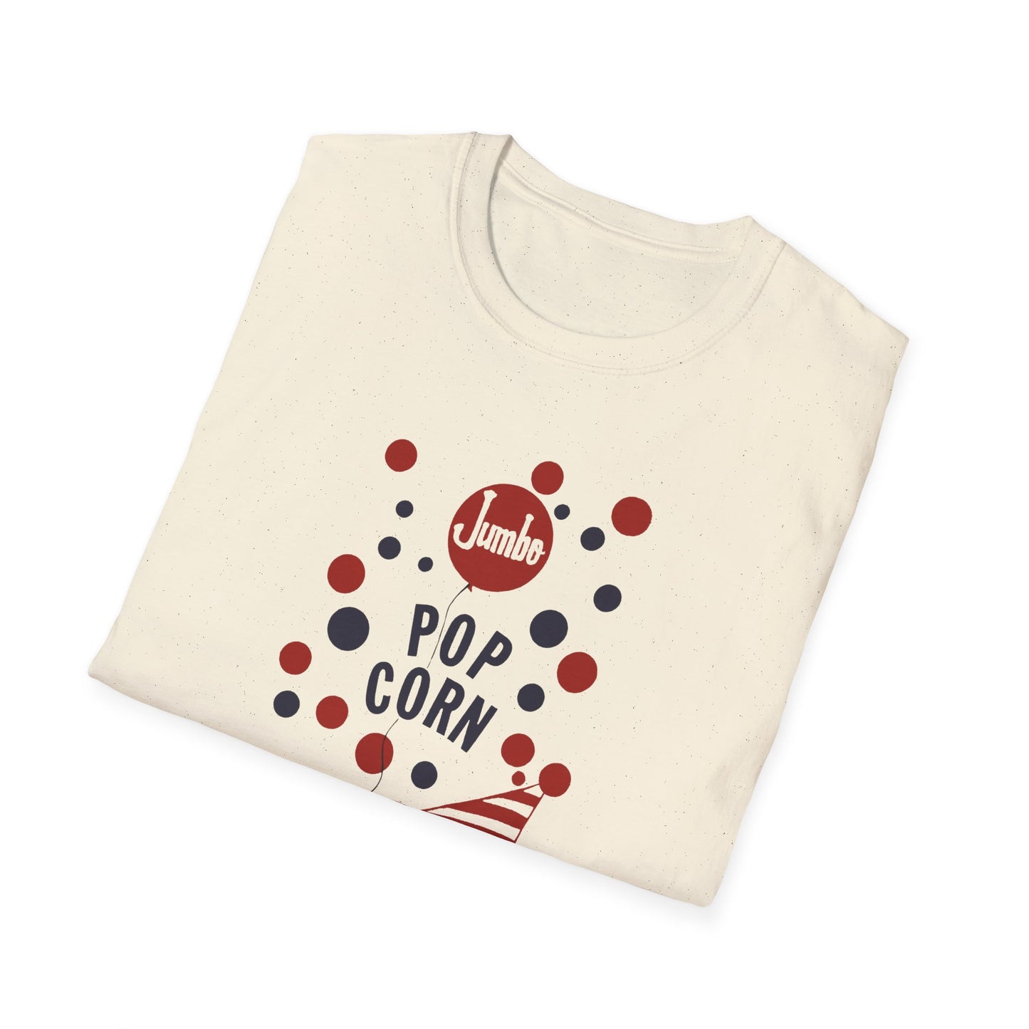 1960s popcorn box logo with a weird popcorn mascot clown tshirt