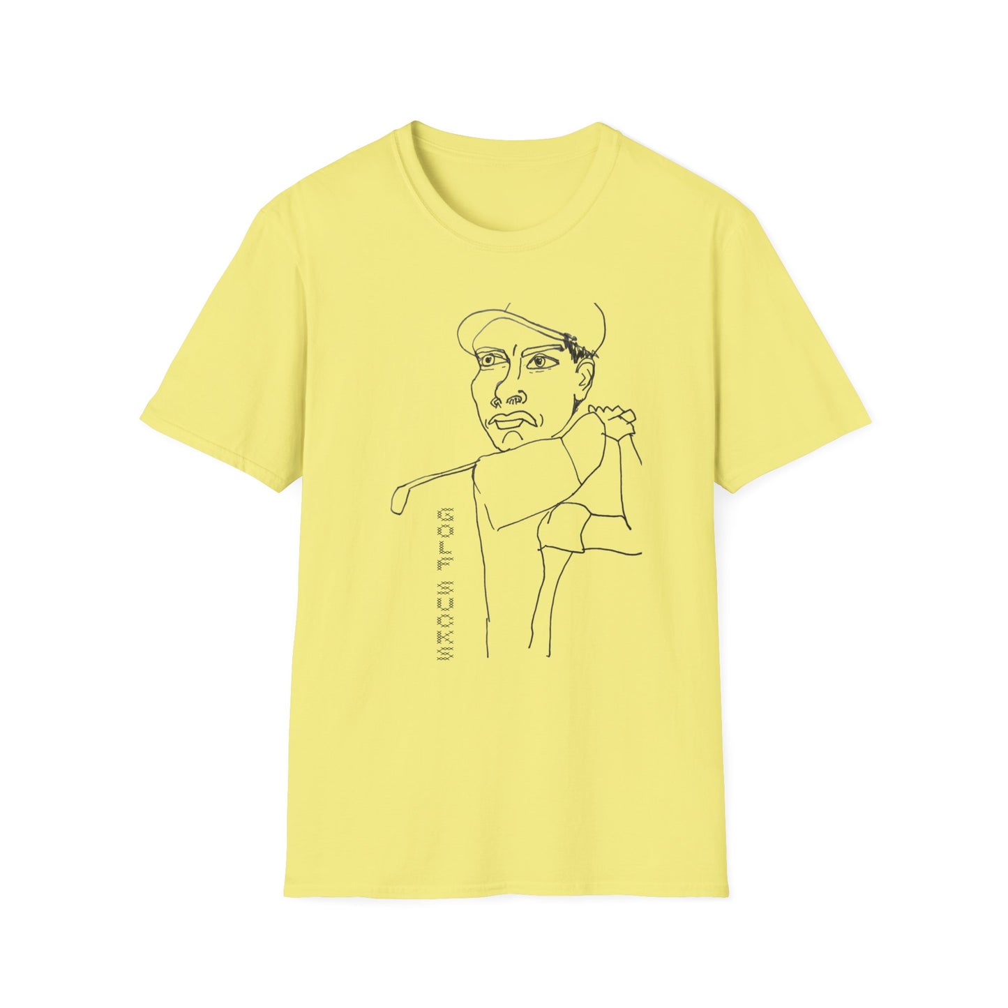 original drawing of a golfing man tshirt reads "golf sucks" maybe it does maybe it doesn't