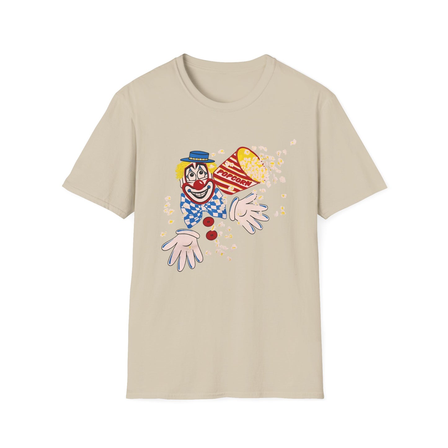 vintage 1980s popcorn clown graphic tshirt