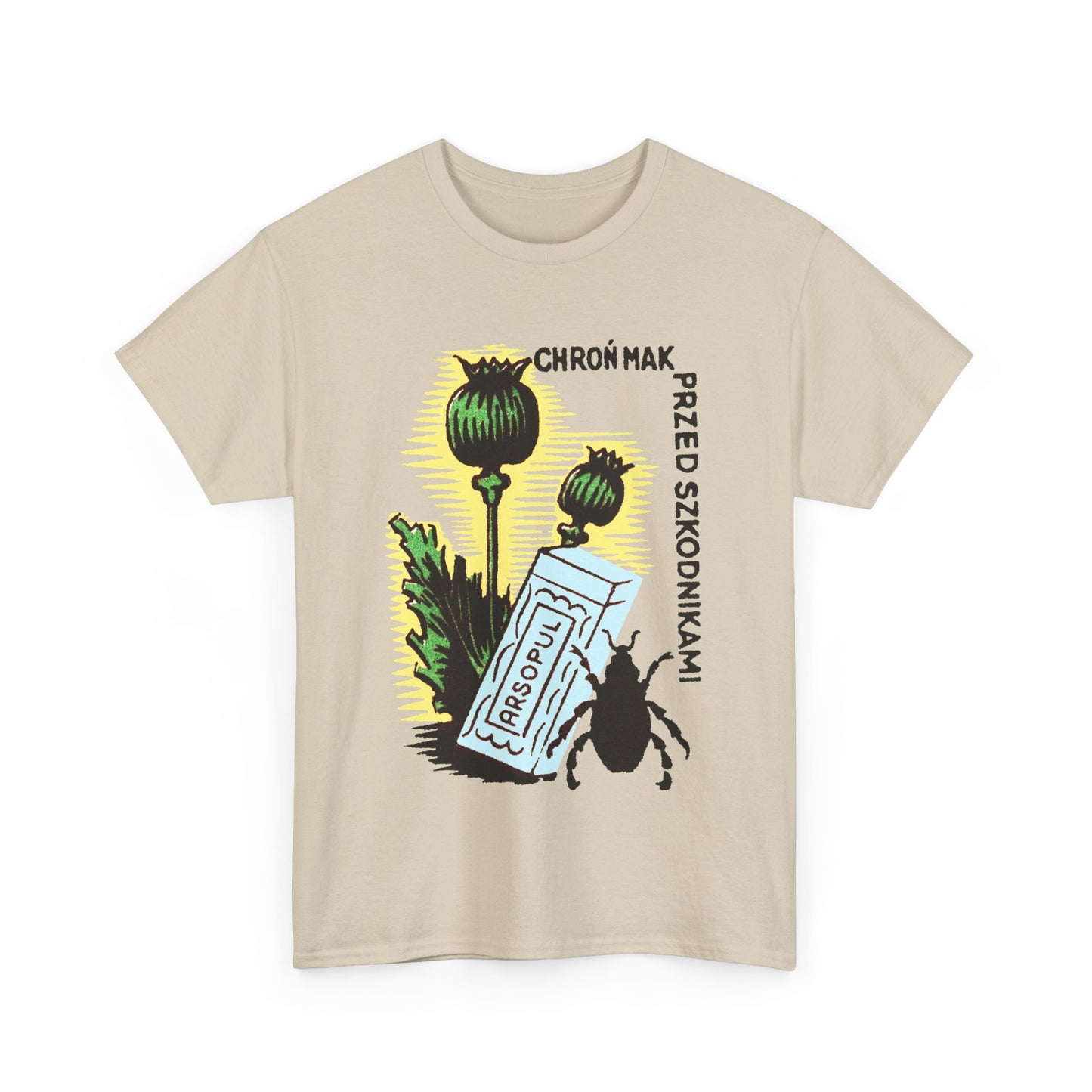 vintage polish matchbox graphic protect poppies from pests pesticide ad tshirt