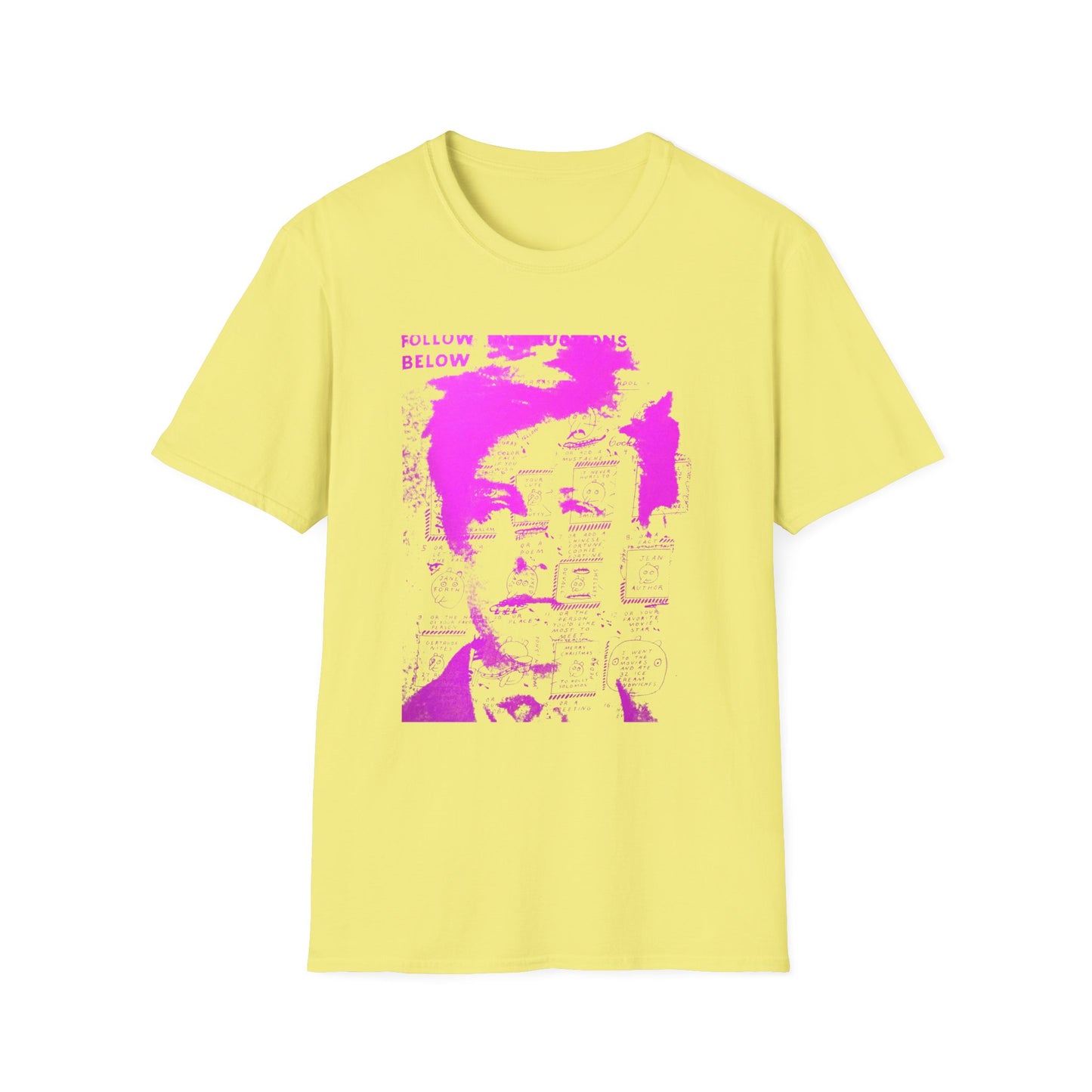 ray johnson arthur rimbaud art in pink tshirt