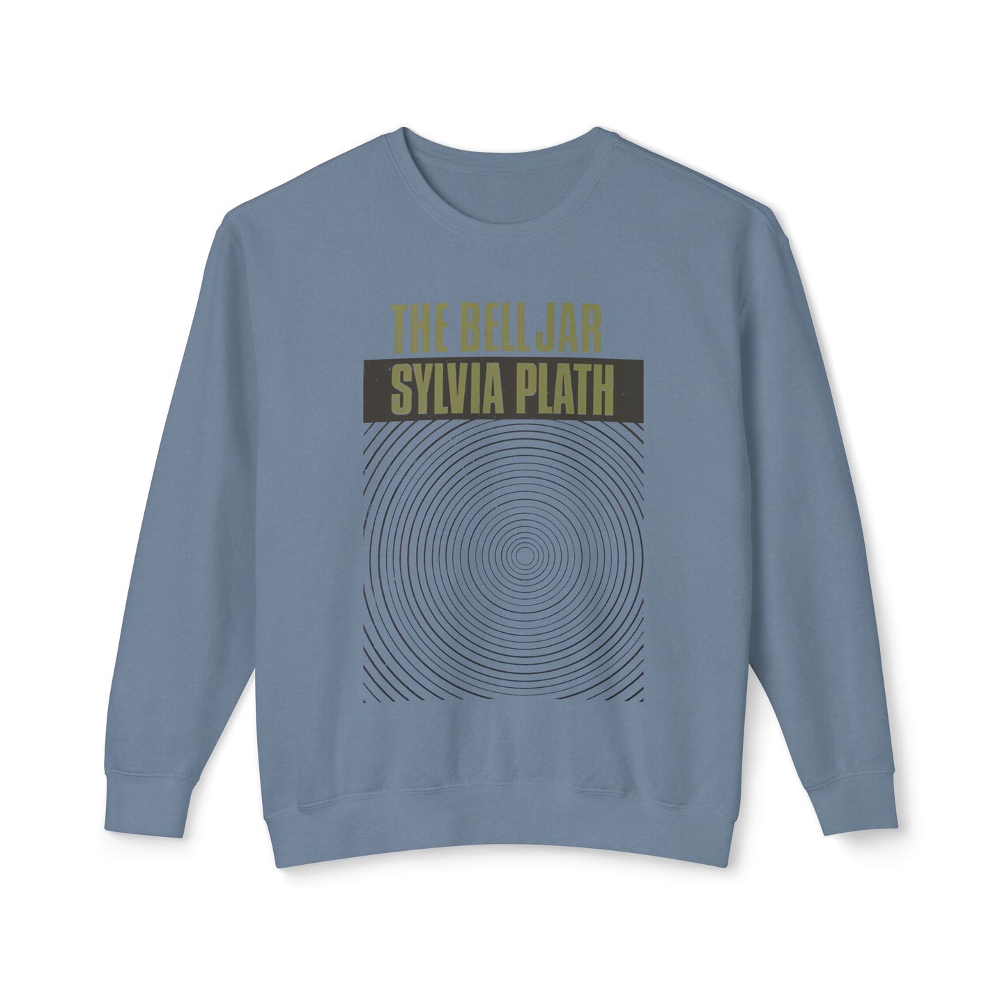 1963 book by sylvia plath "the bell jar" book cover on a 100% cotton sweatshirt