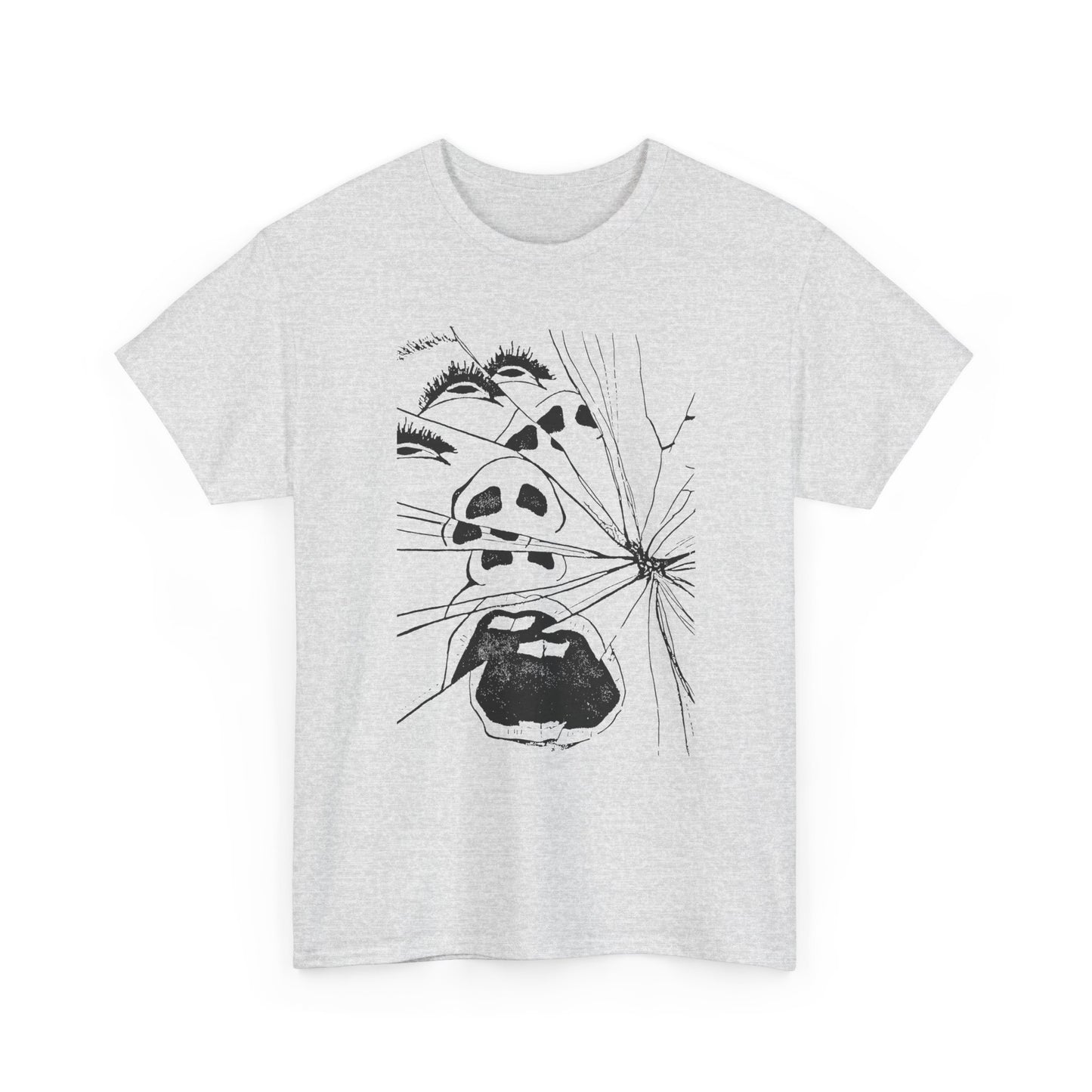 woman screaming through broken glass illustration custom edit tshirt