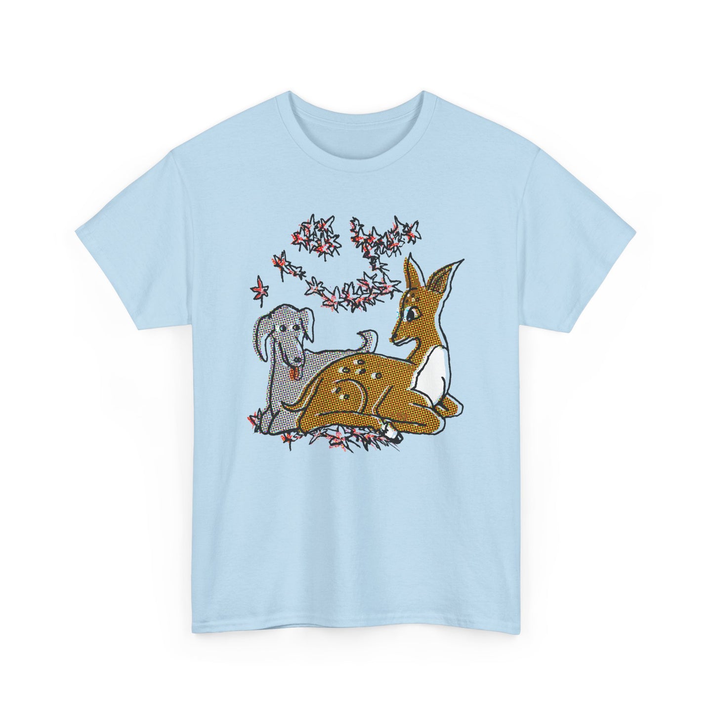 original drawing deer and dog love tshirt