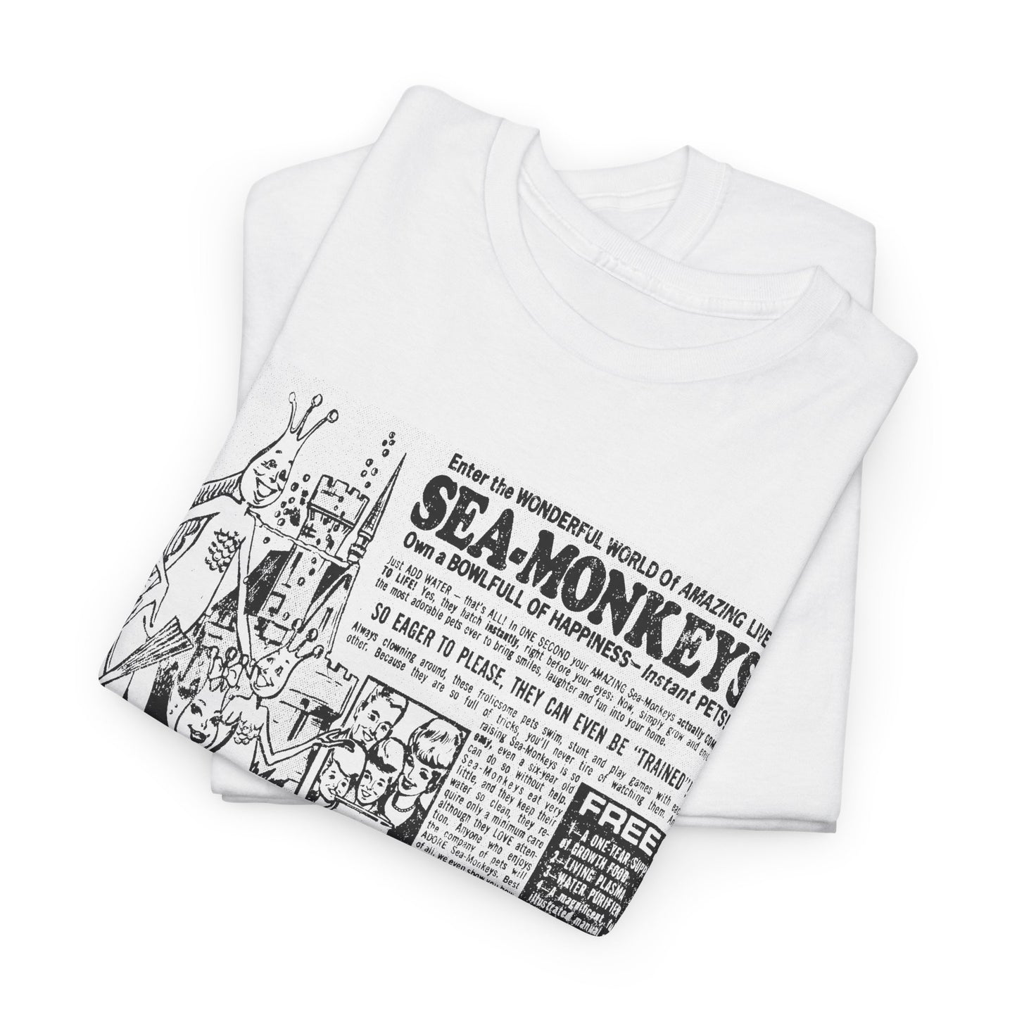 1973 sea monkeys insta pet advert black and white reproduction tshirt