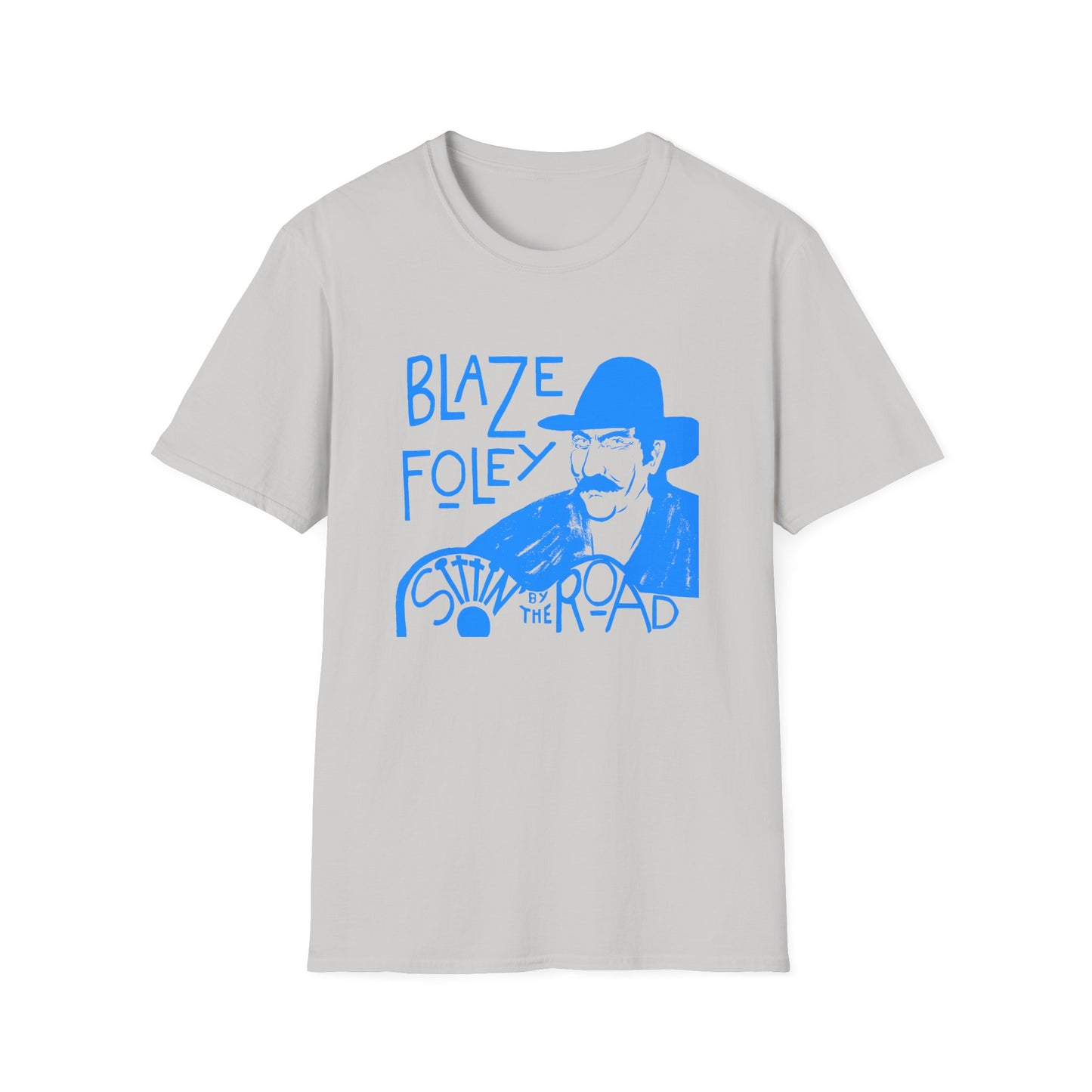 blaze foley sittin' by the road light blue stencil fan art tshirt