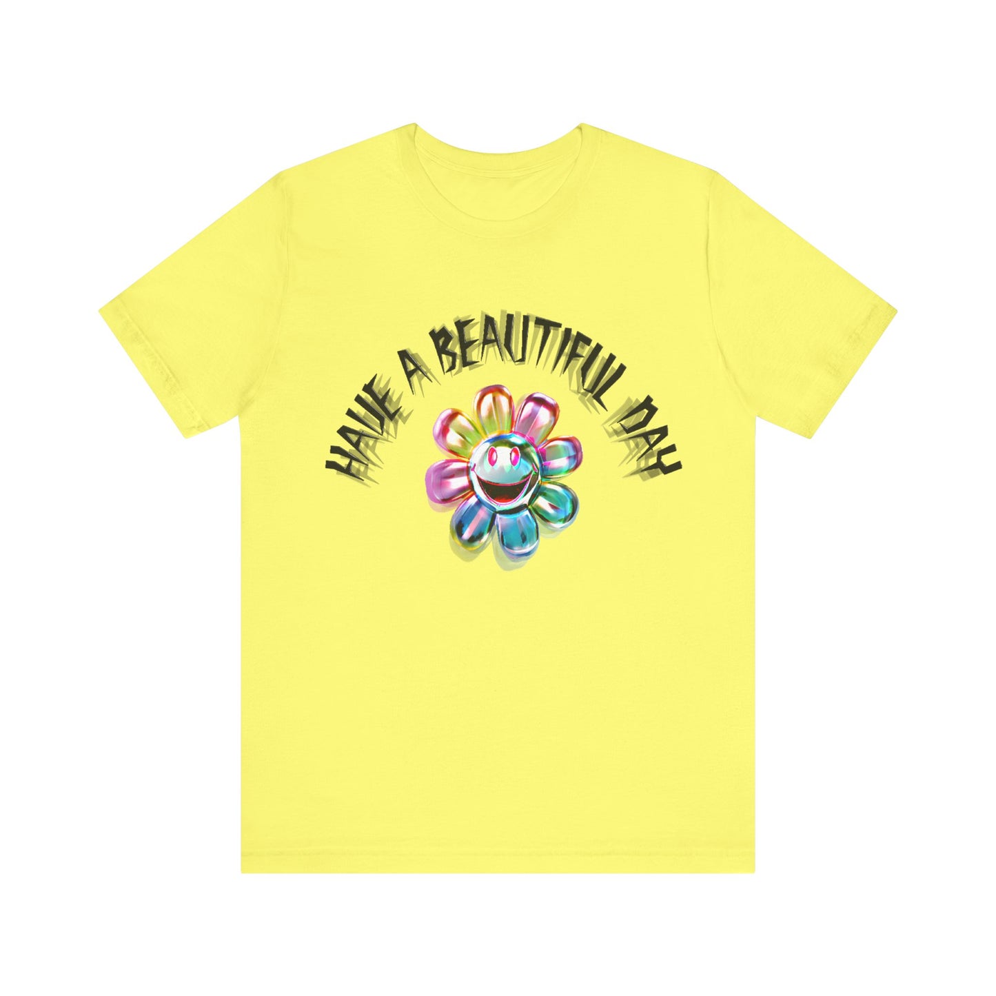 have a beautiful day chaotic rainbow daisy design tshirt