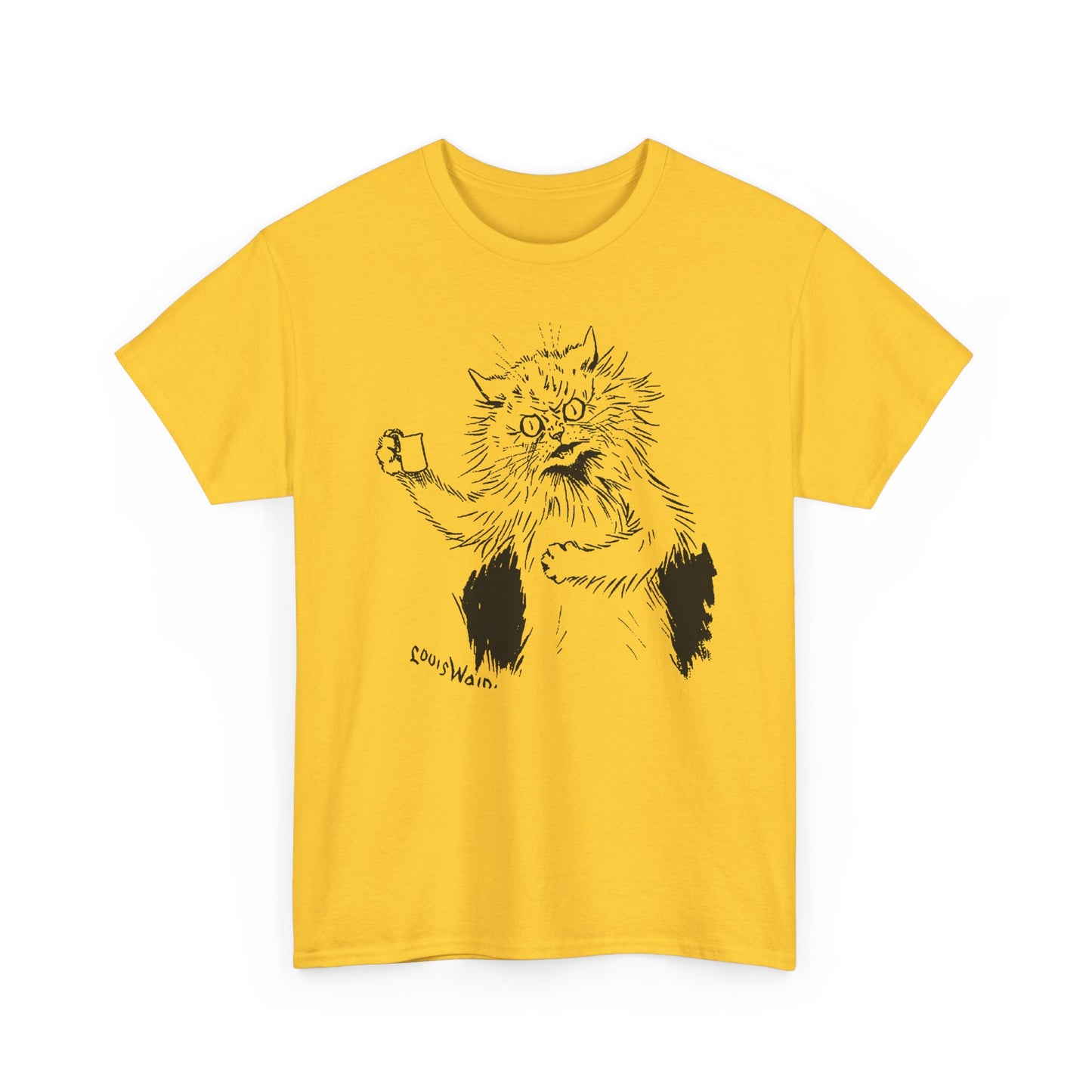 louis wain angry cat with cup reproduction tshirt