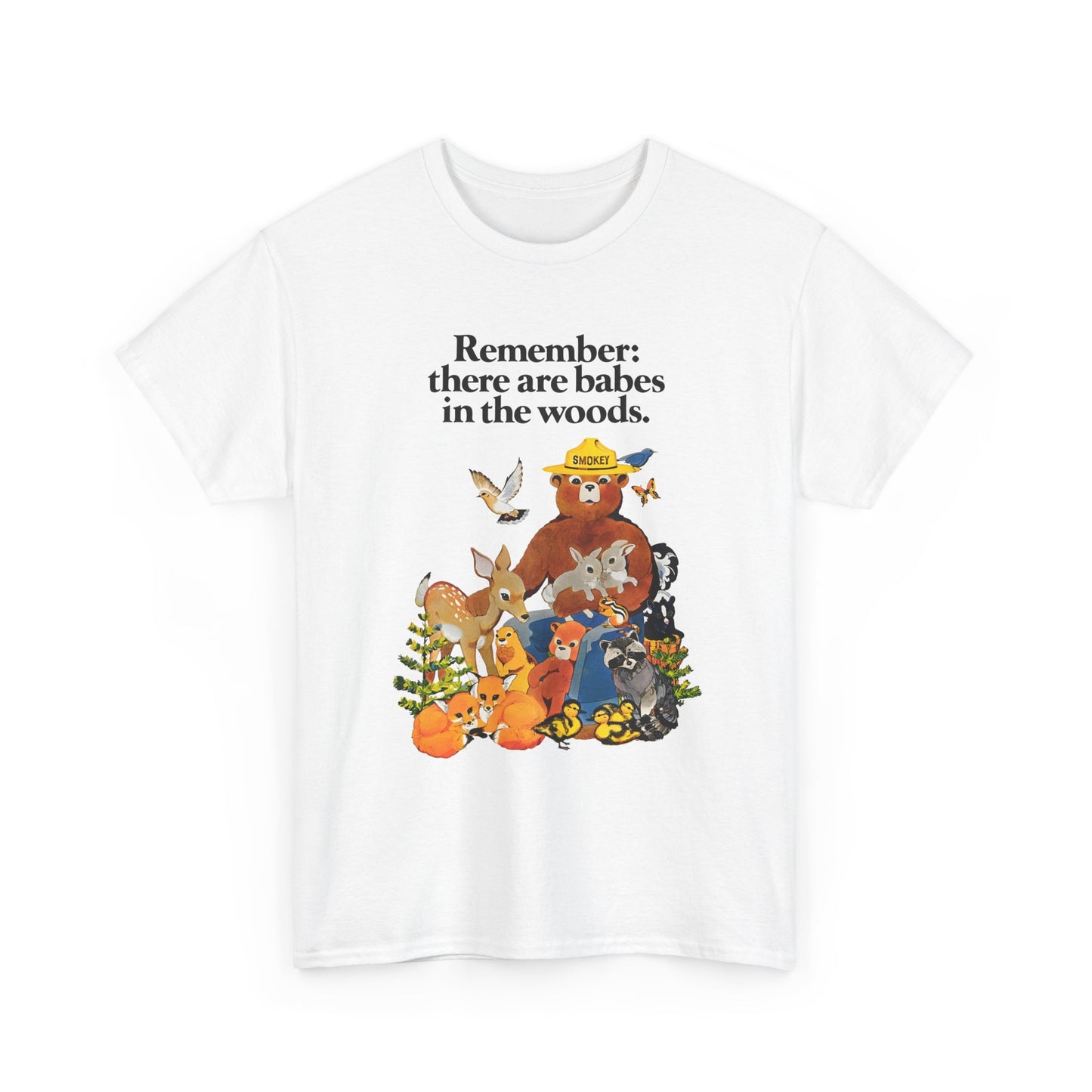 vintage smokey the bear babes in the woods reproduction tshirt