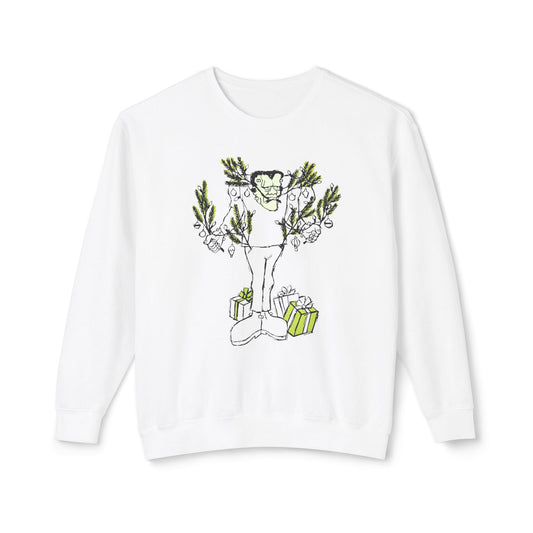 1974 monster holidays by norman bridwell frankenstein monster christmas tree disguise 100% cotton sweatshirt