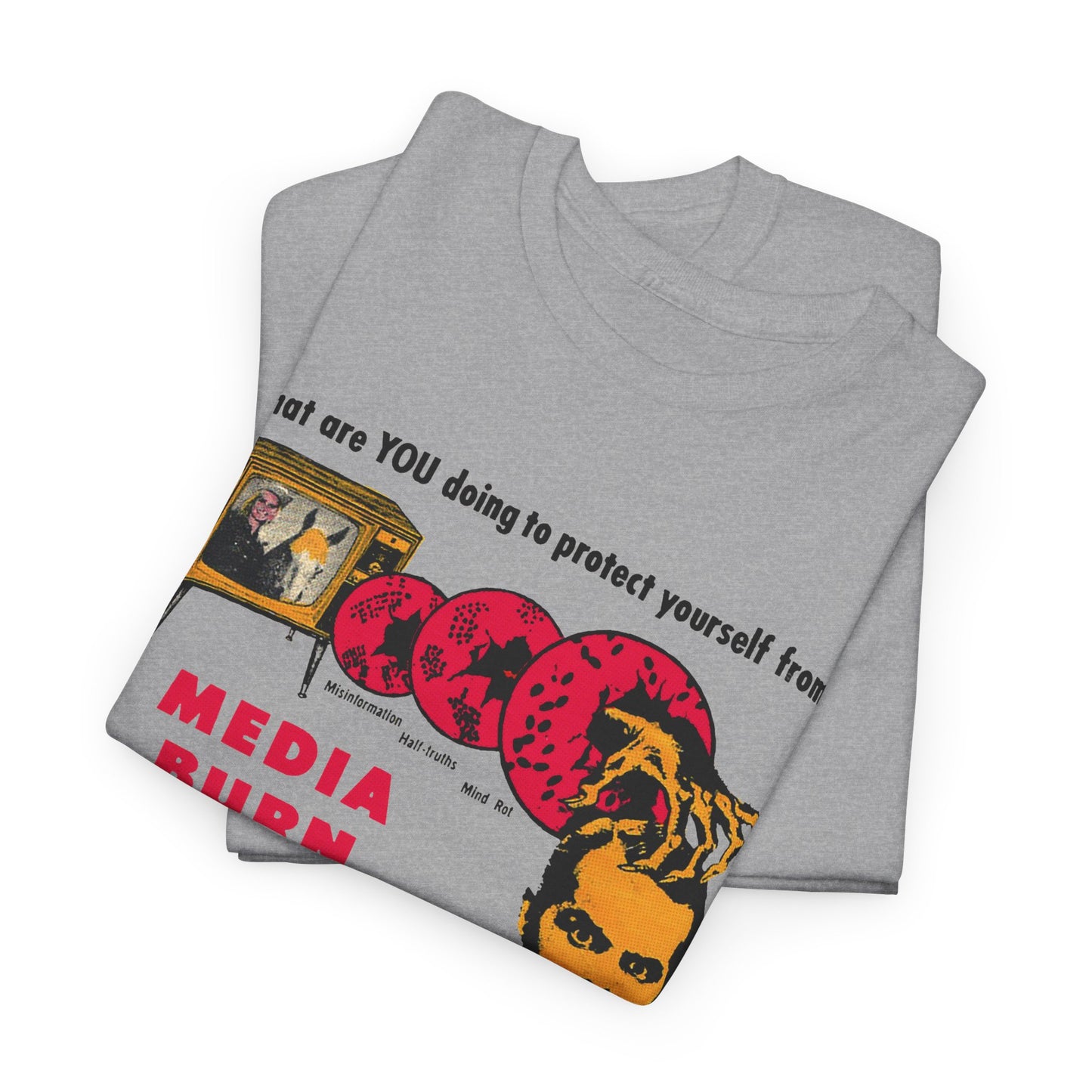 media burn the nation's leading mental crippler 1960s comix graphic tshirt