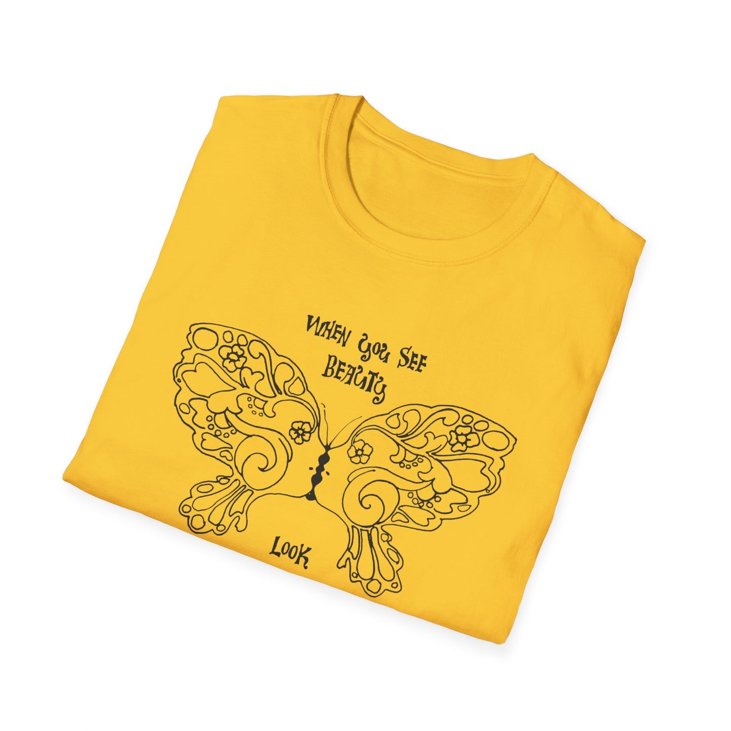 1971 illustration for the LA free press reproduction when you see beauty look for a long time tshirt