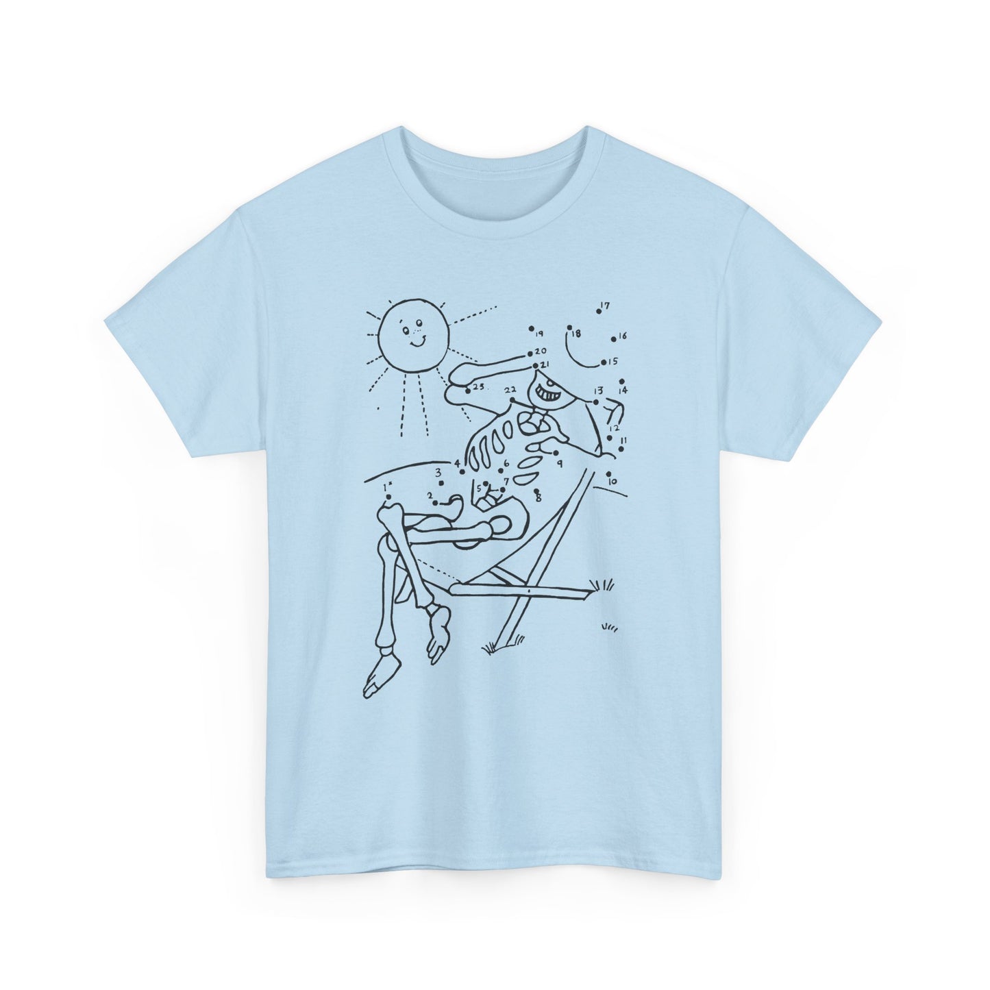 connect the dots skeleton sun tanning tshirt