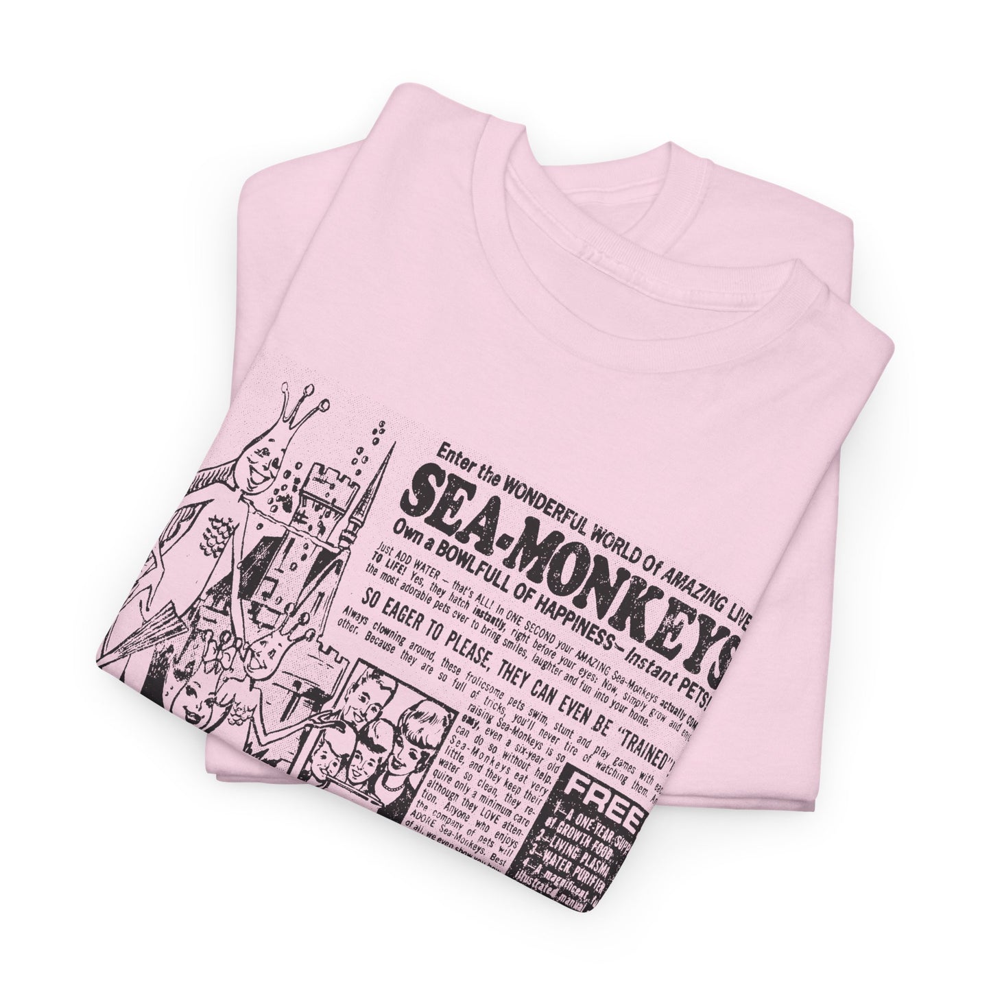 1973 sea monkeys insta pet advert black and white reproduction tshirt