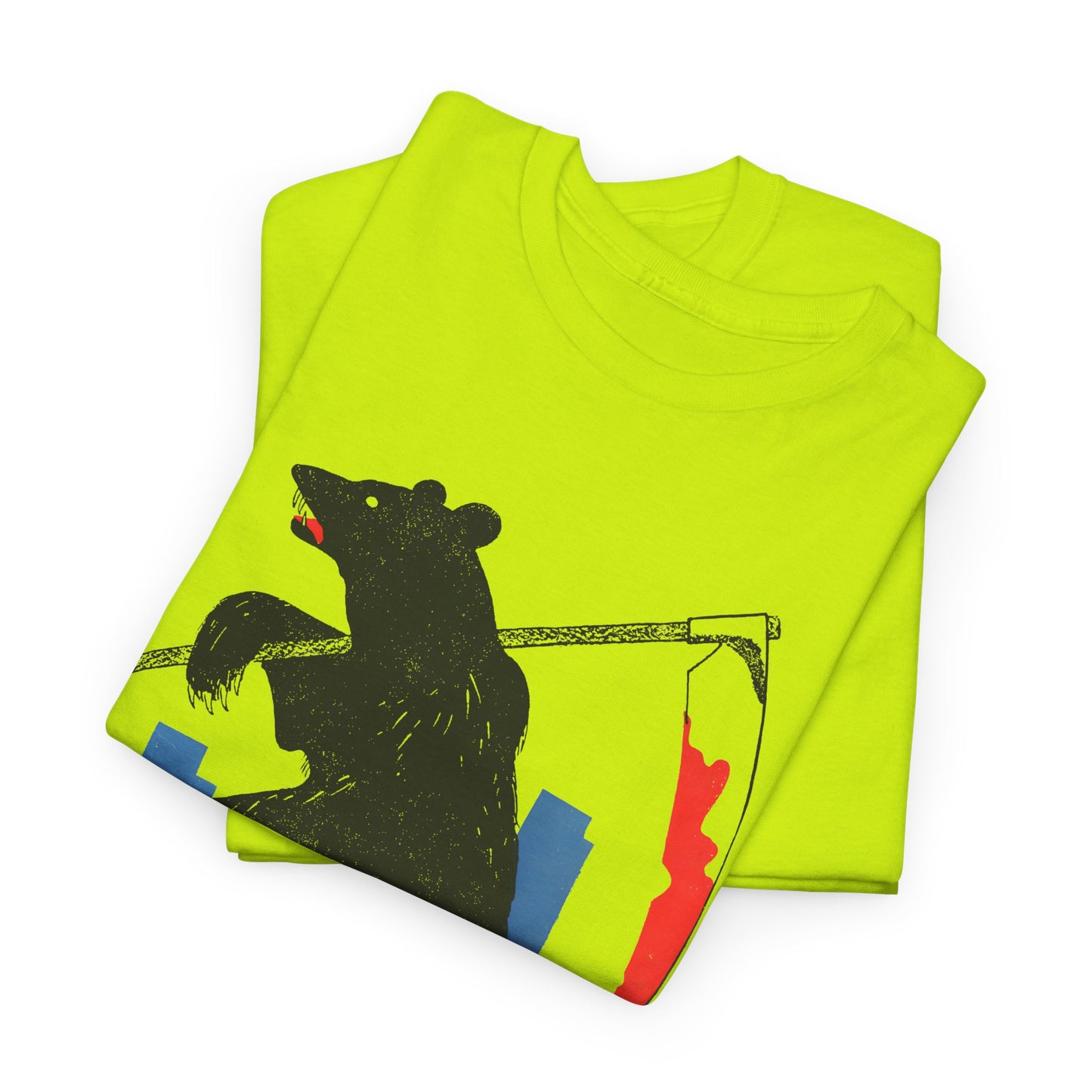 mid century manolo prieto bear with scythe book cover tshirt
