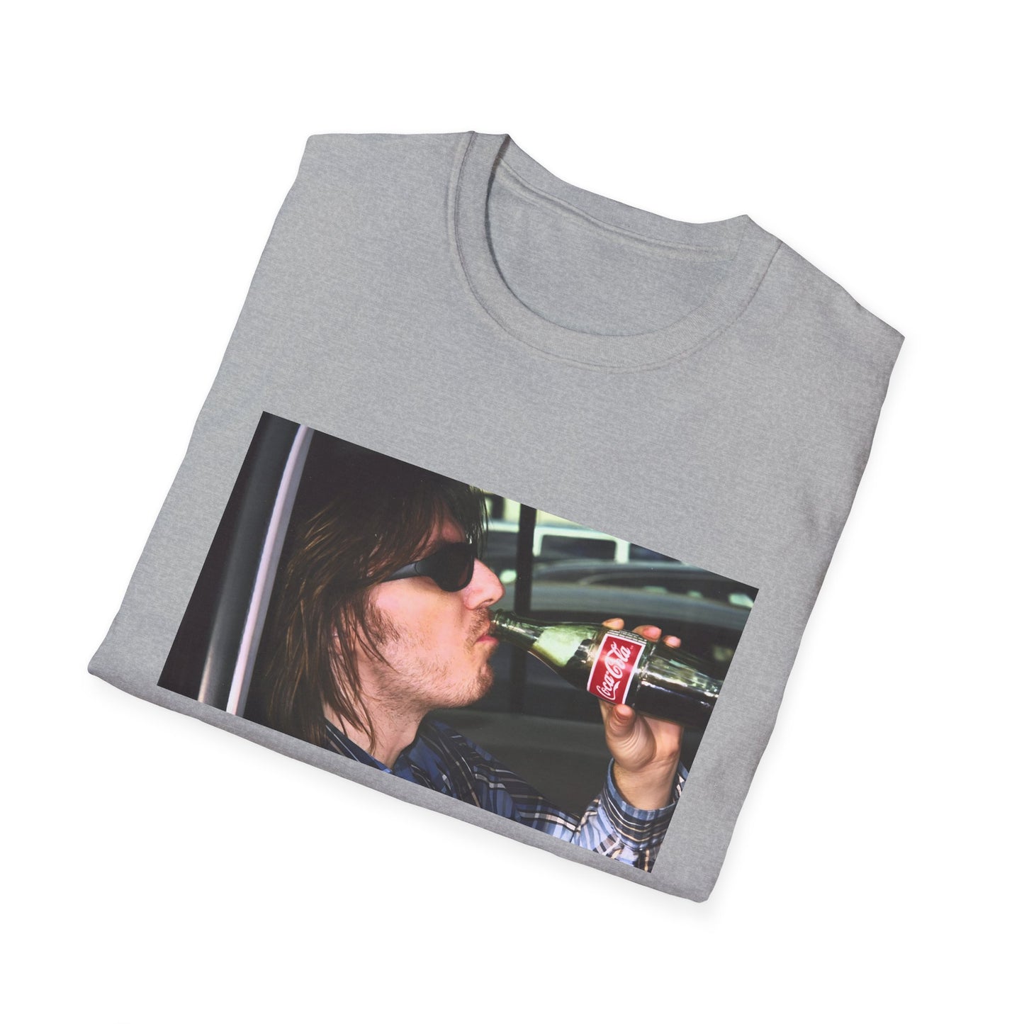 mitch hedberg drinking a soda photo tshirt, unisex softstyle