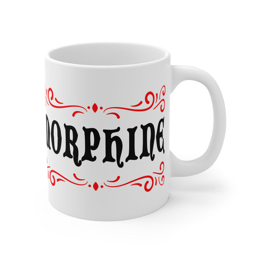 vintage inspired tongue in cheek morphine drug mug