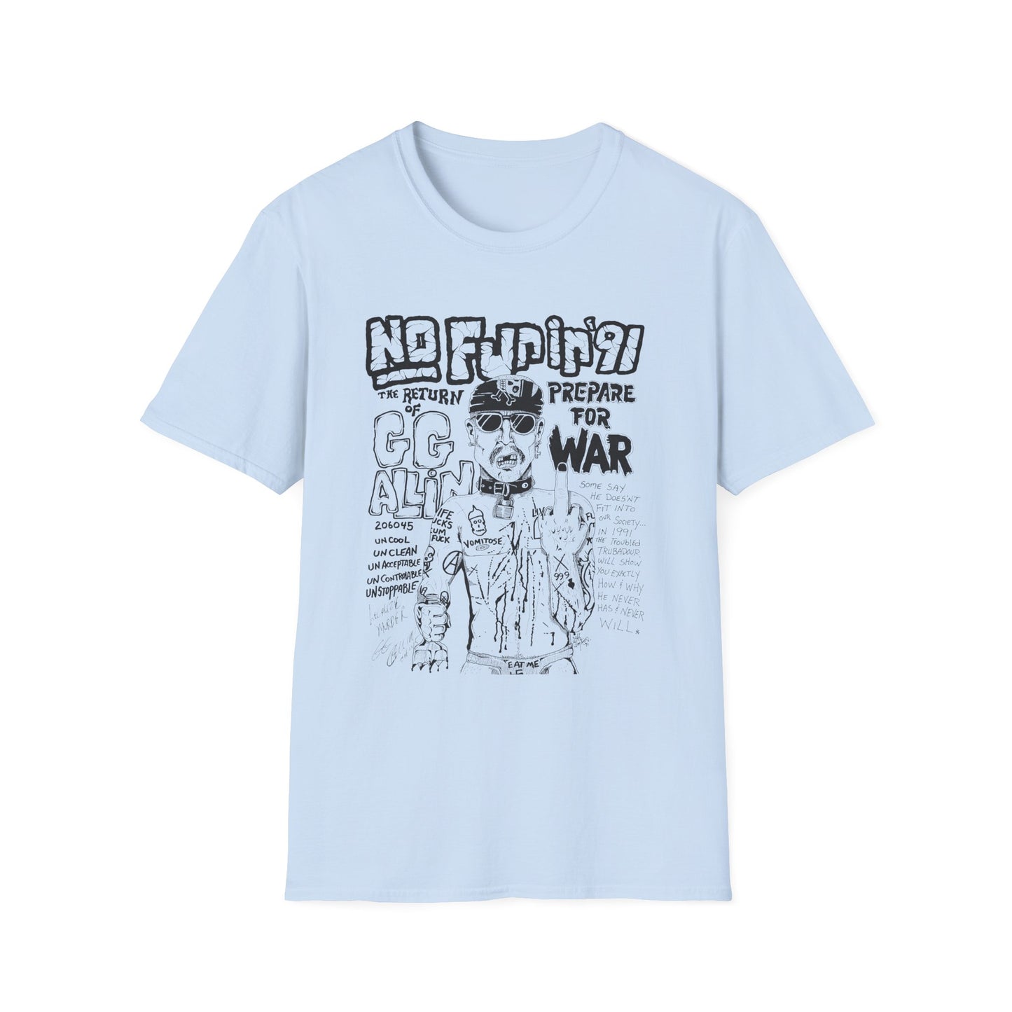 no fun in '91 gg allin show poster tshirt
