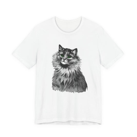 louis wain anthropomorphised cat painting green eyes tshirt