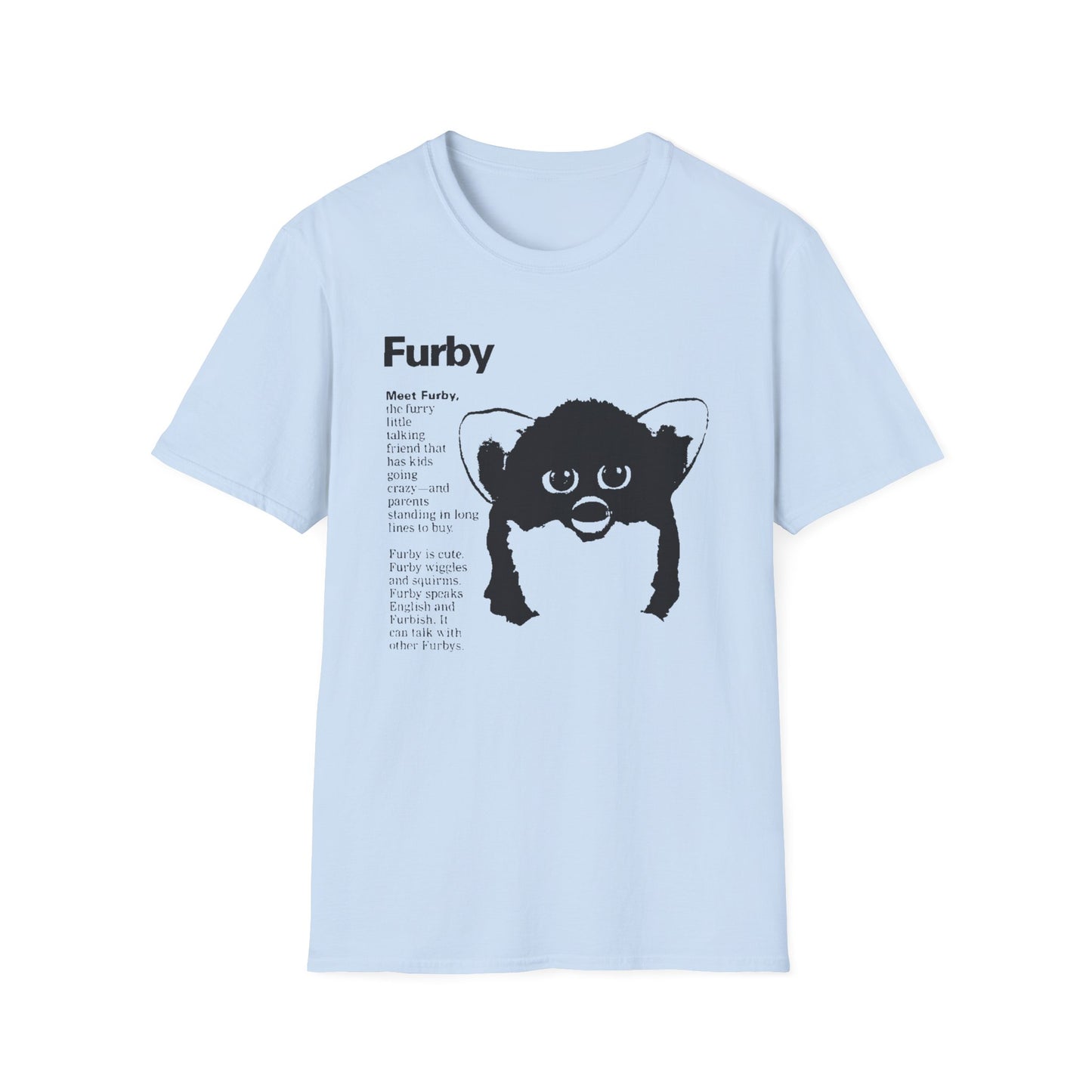 1990s furby advertisement meet furby fan art tshirt
