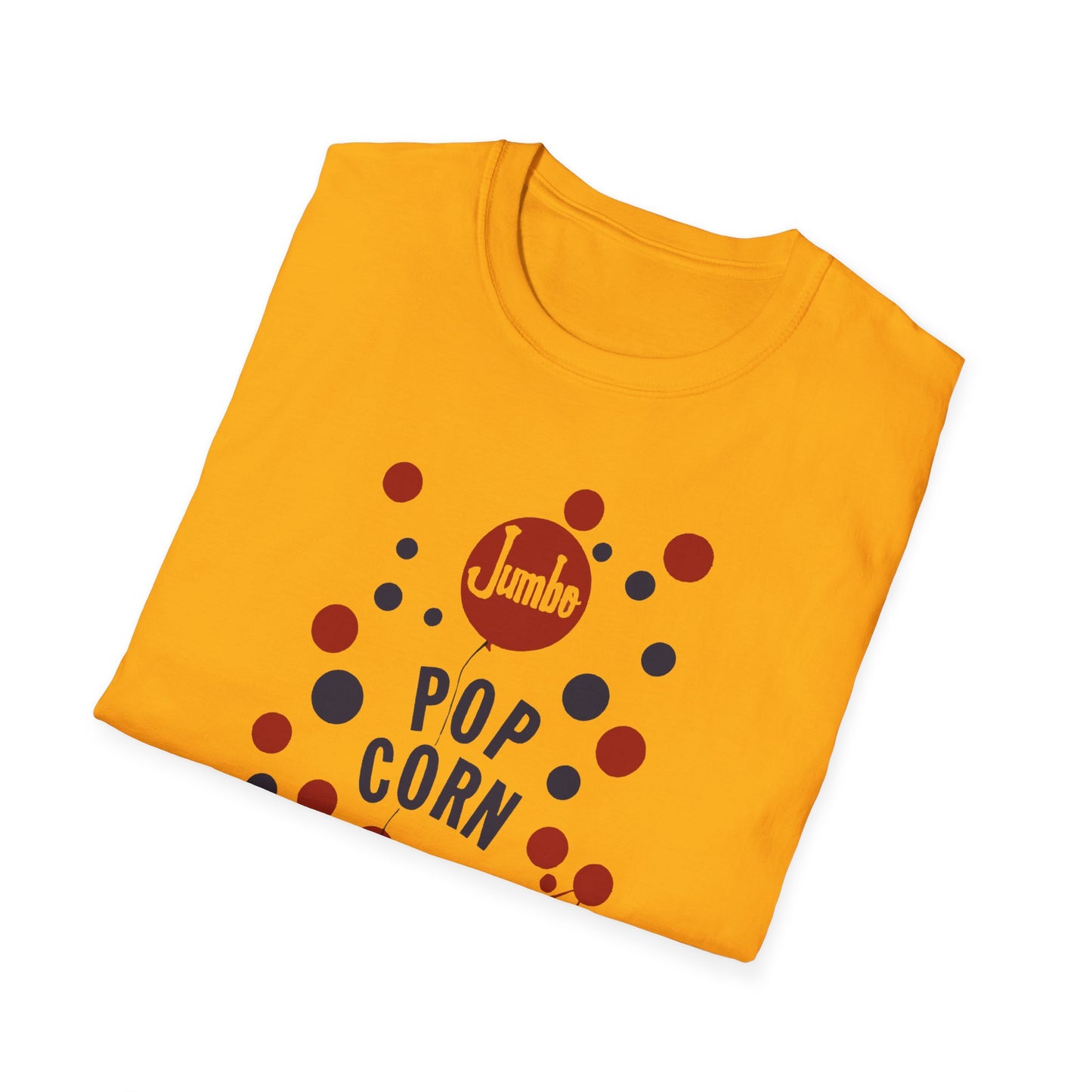 1960s popcorn box logo with a weird popcorn mascot clown tshirt