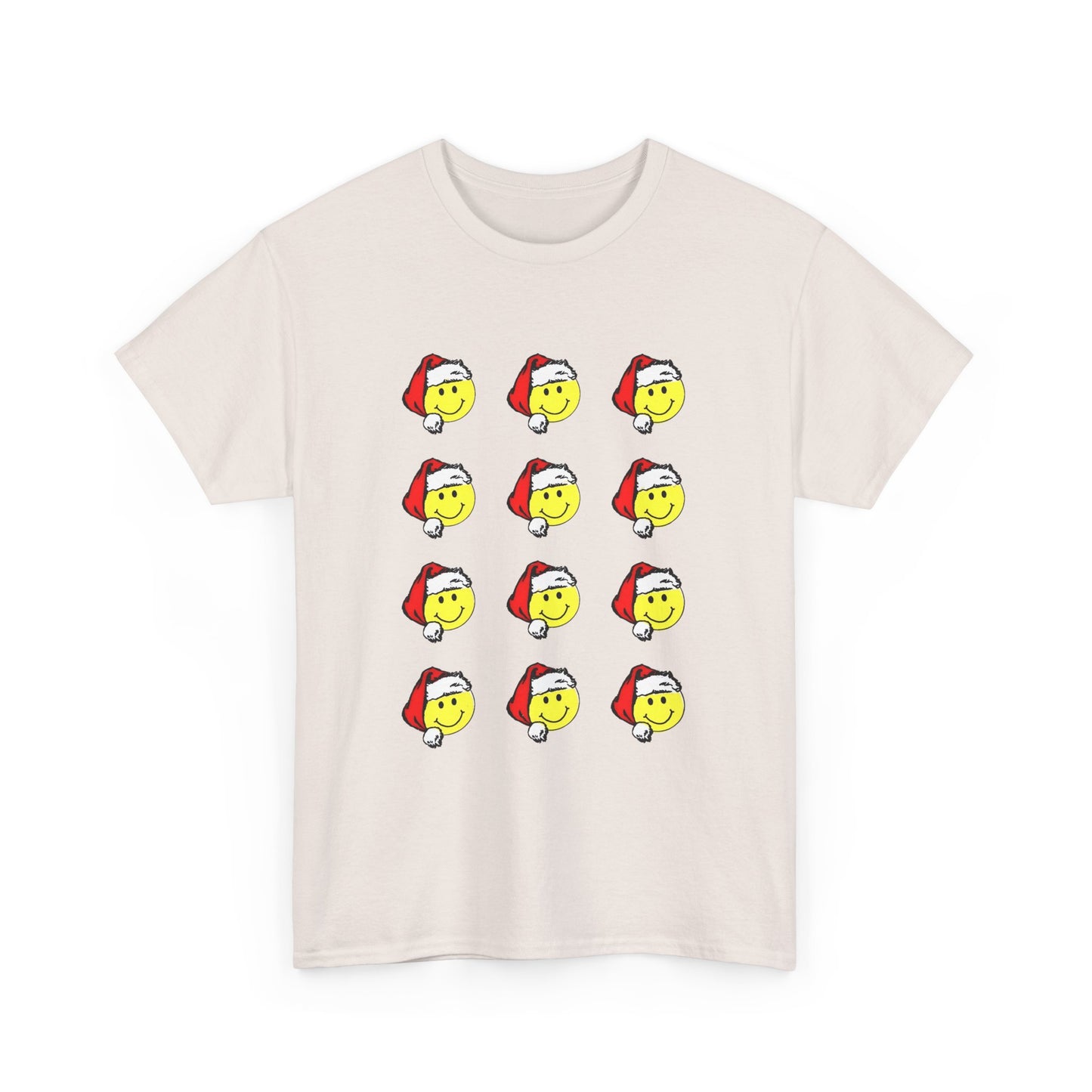 1980s sticker pack of happy face santas on a tshirt