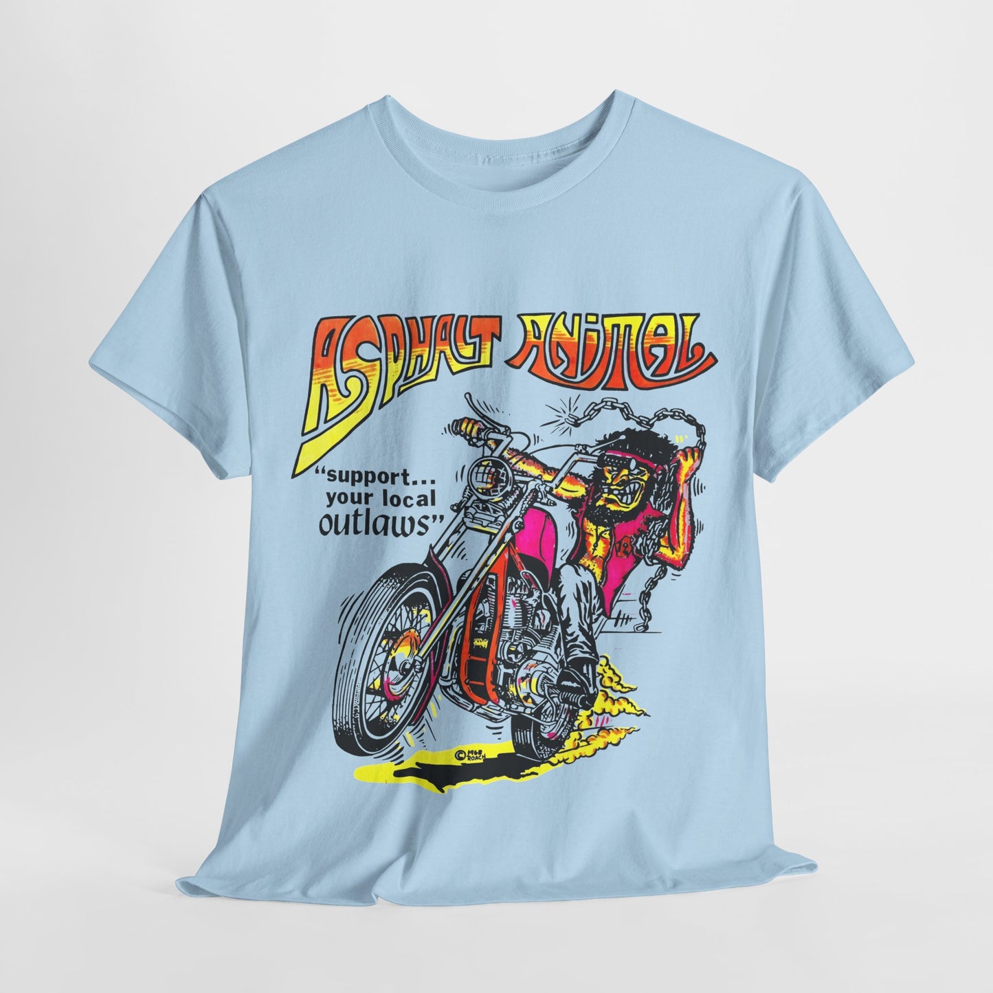 vintage 1967 asphalt animal support your local outlaws mototcycle graphic reproduction tshirt