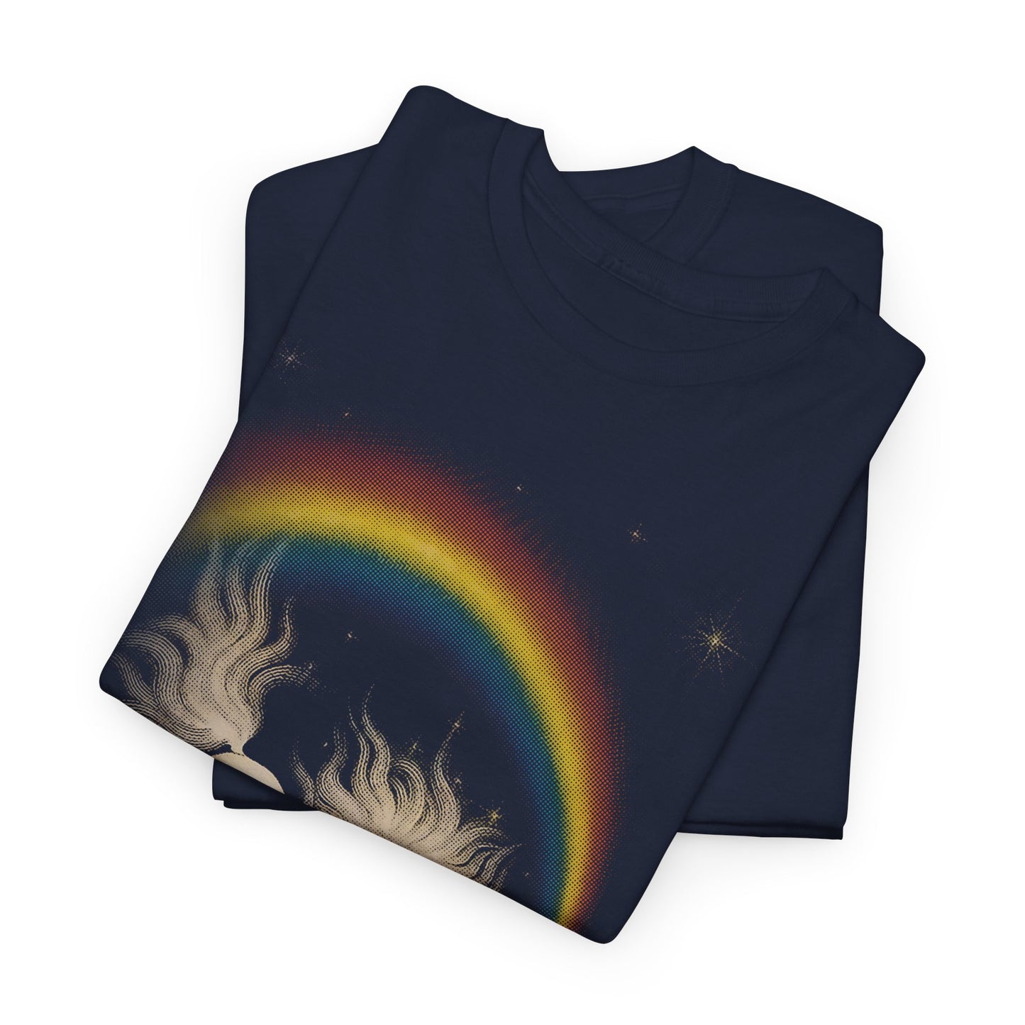 1978 vintage fantasy art by k chin we have to believe in rainbows unicorn reproduction tshirt