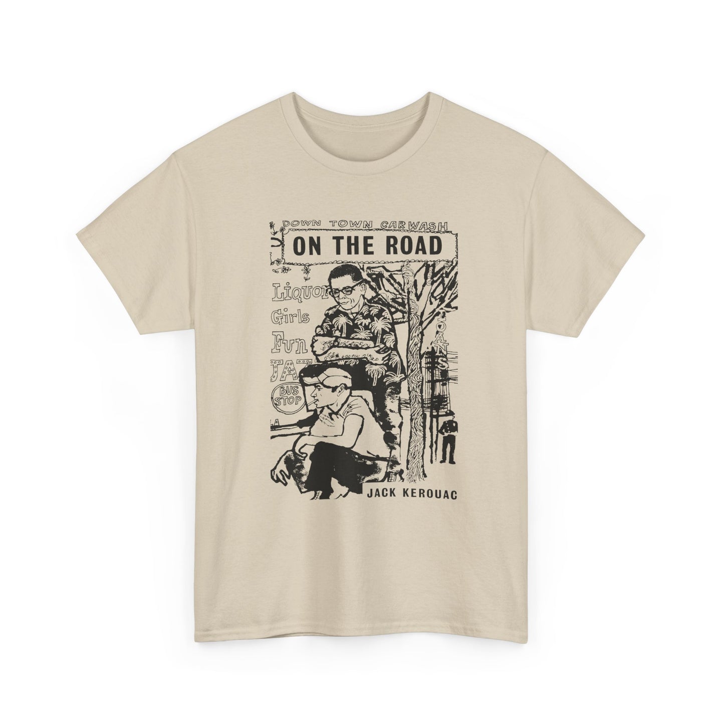 1957 on the road book cover illustration by len deighton reproduction tshirt