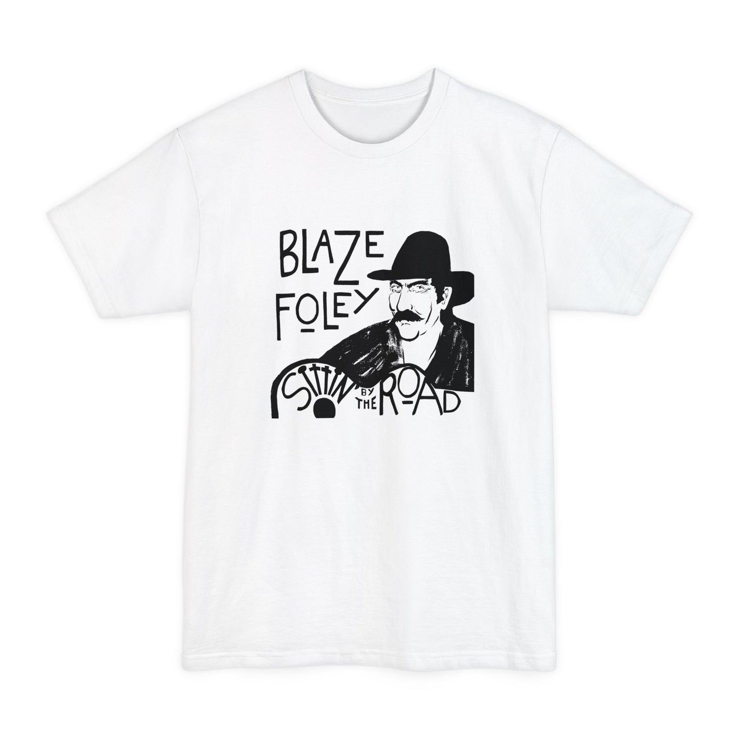 oversized blaze foley sittin' by the road album black stencil fan art unisex tall beefy tshirt