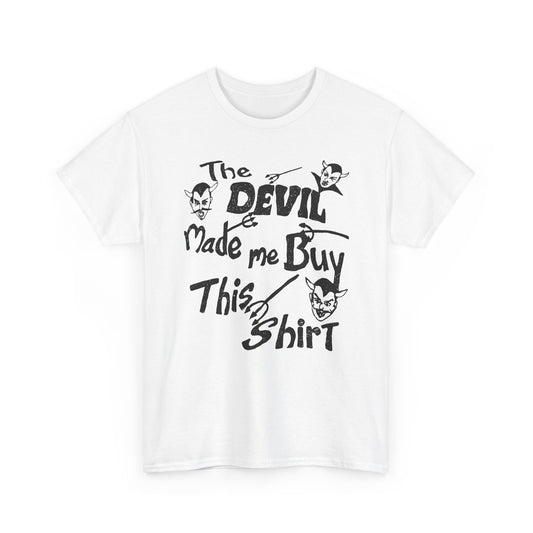 vintage the devil made me buy this shirt custom drawn reproduction tshirt