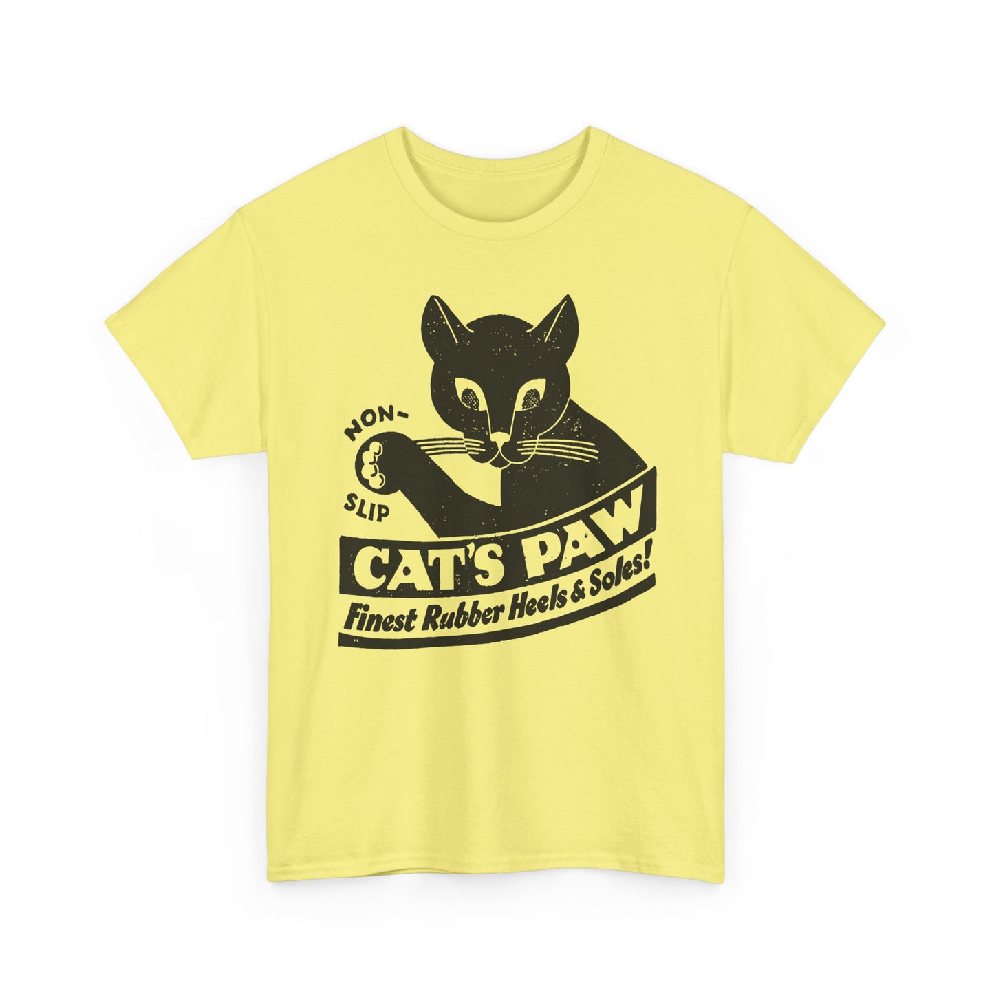 1940s cat's paw rubber heels and soles shoe company logo reproduction tshirt