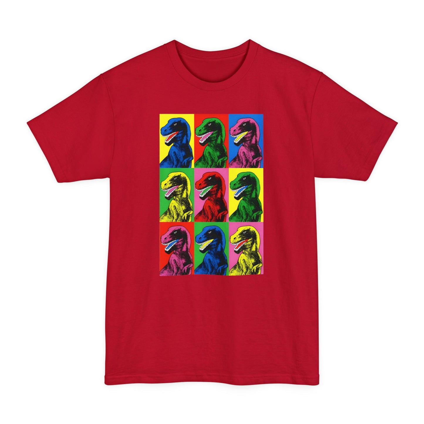 oversized stanley desantis dinosaur pop art worn by steven spielberg on jurassic park 1993 movie set unisex tall beefy tshirt