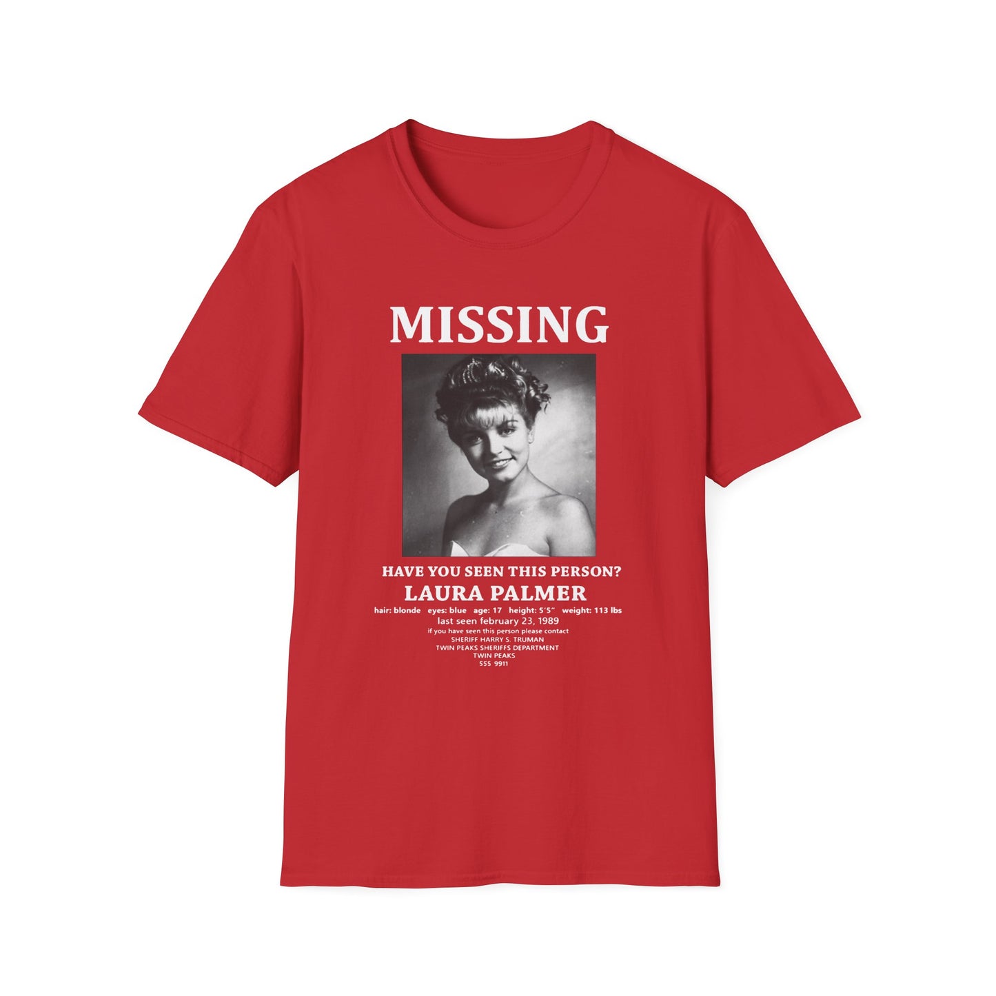 laura palmer missing poster tshirt