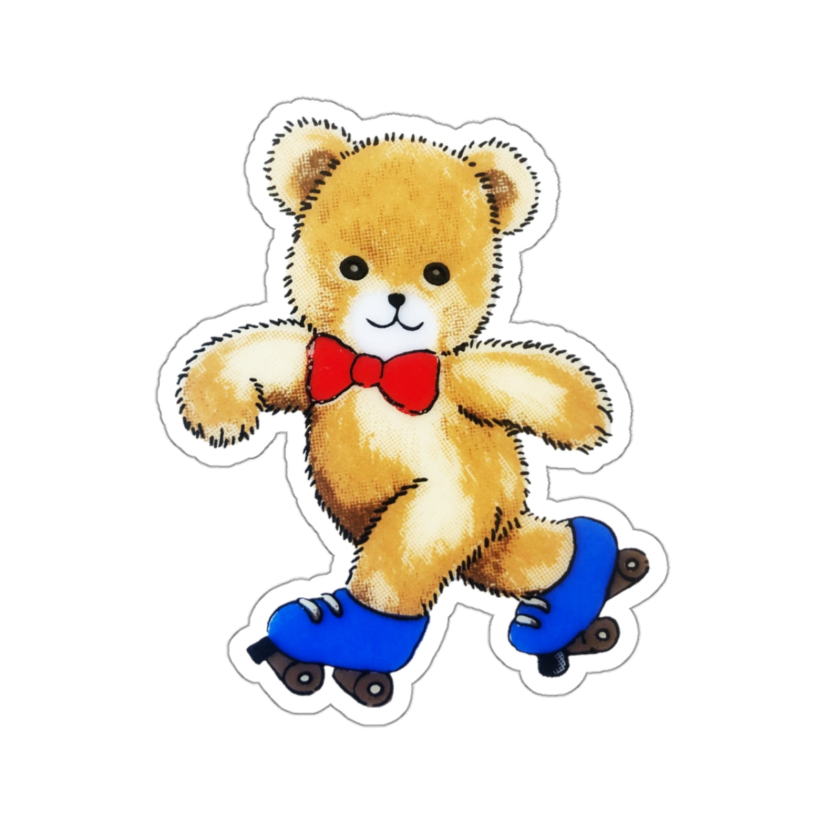 lovable rollerskating bear kiss-cut sticker