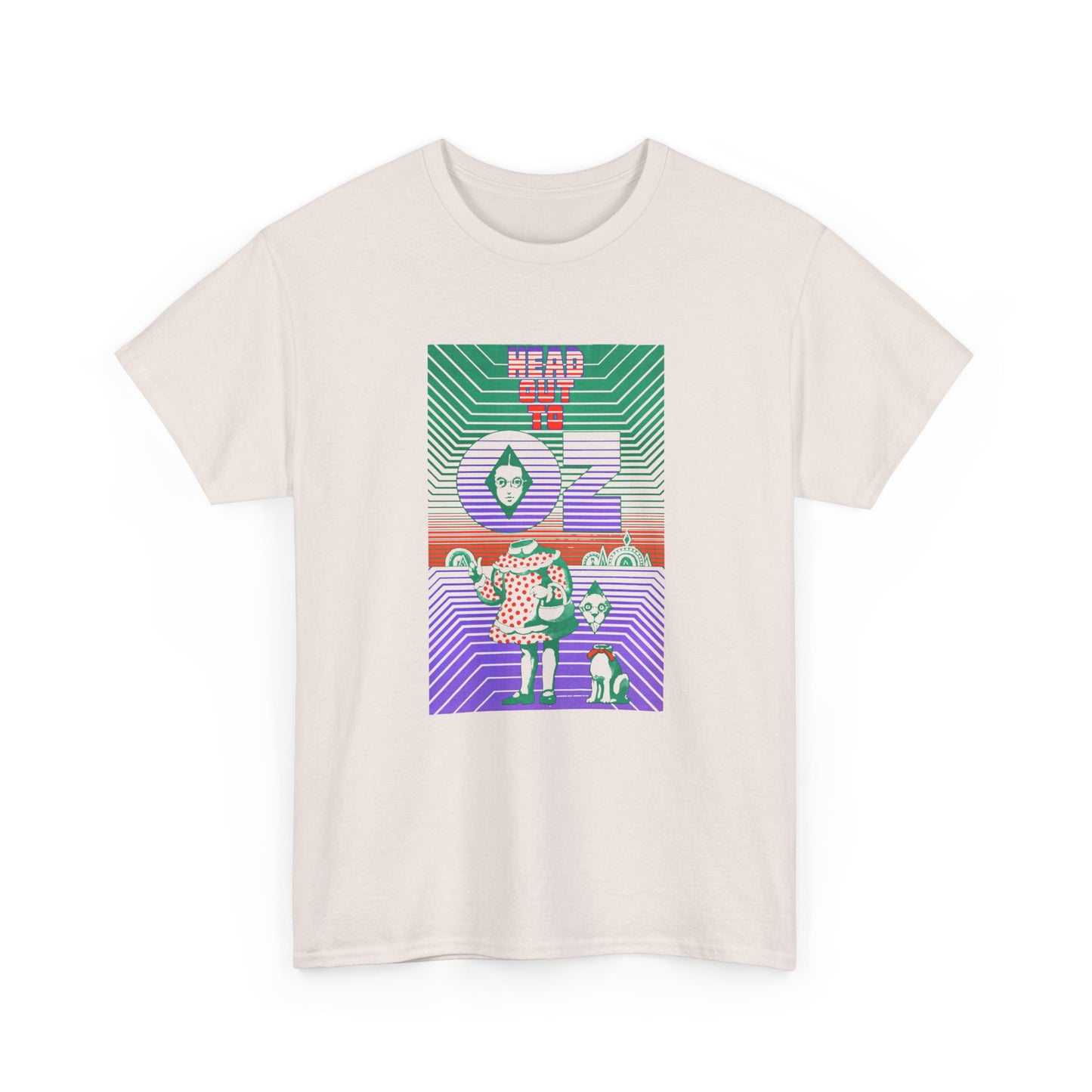 1960s head out to oz psychedelic vintage poster tshirt