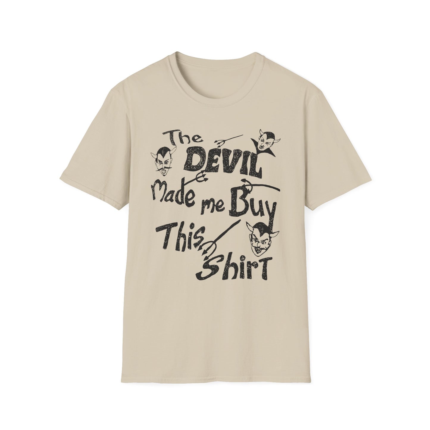 vintage the devil made me buy this shirt custom drawn reproduction tshirt