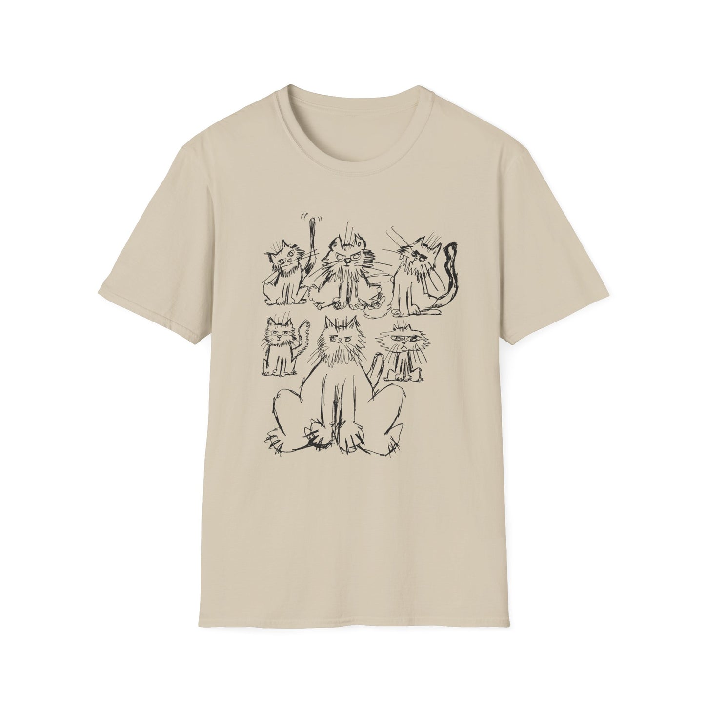 original drawing six cats tshirt