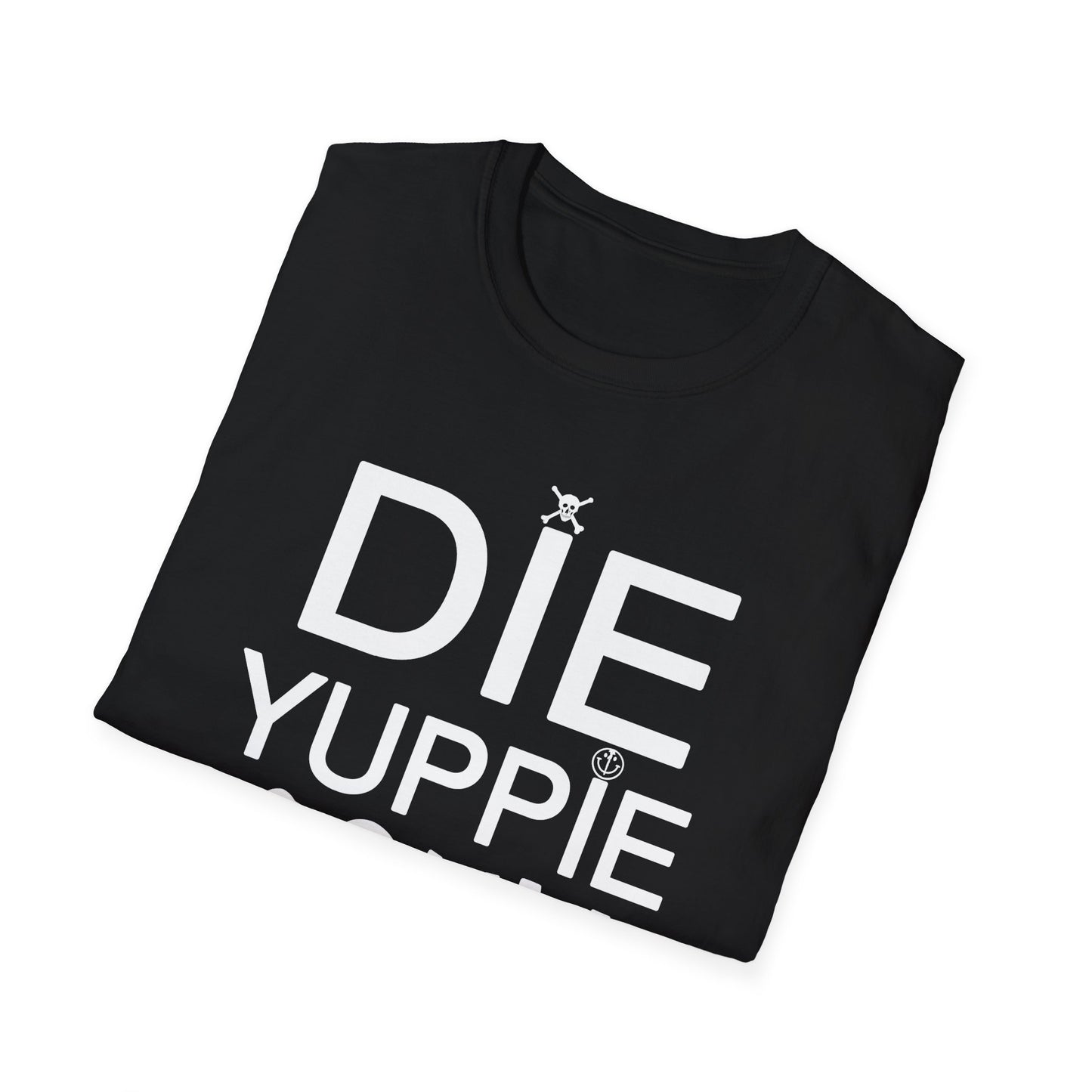 1980s new york inspired anti gentrification message die yuppie scum! tshirt