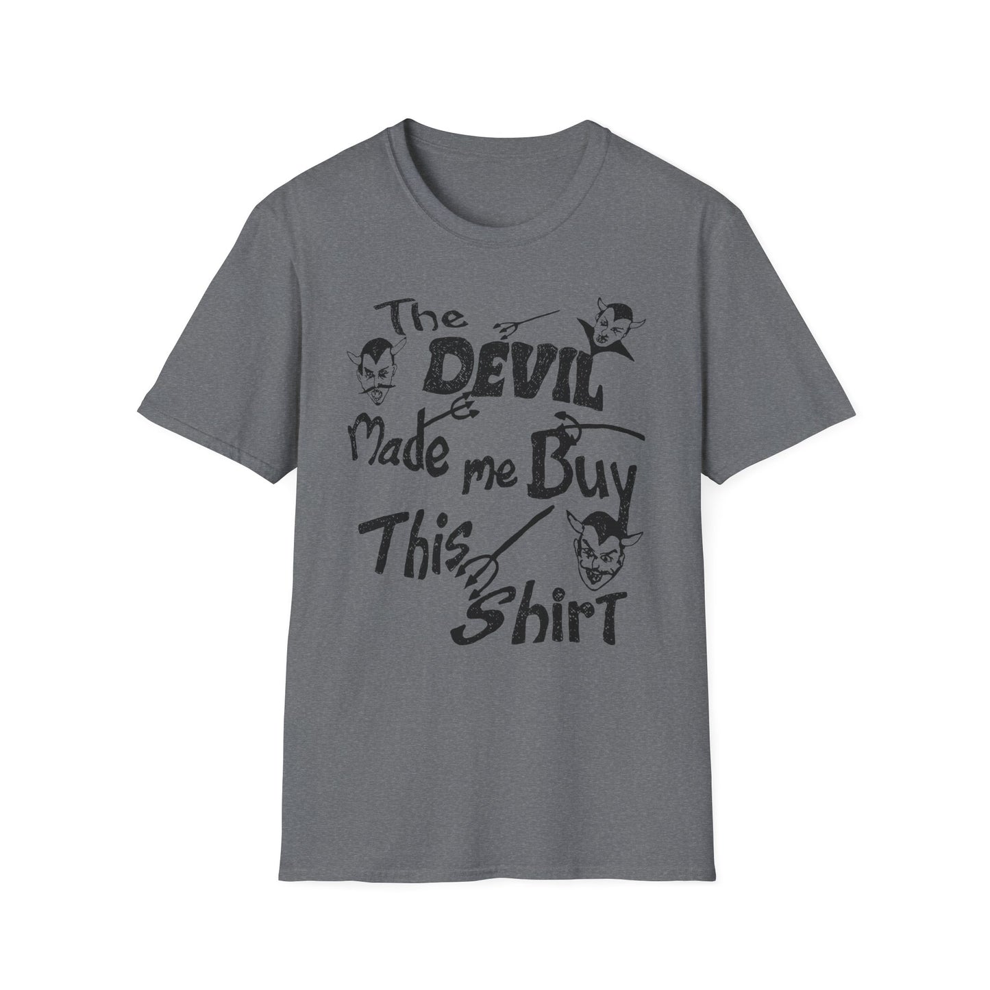 vintage the devil made me buy this shirt custom drawn reproduction tshirt