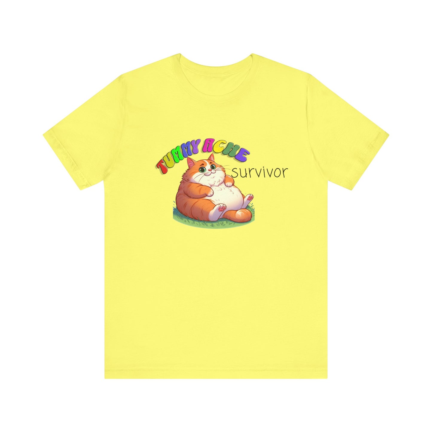 tummy ache survivor stuffed kitty silly tshirt