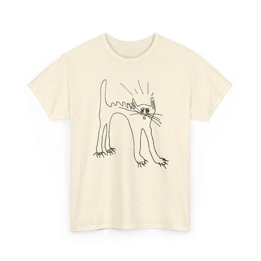original drawing of a very spooked cat tshirt