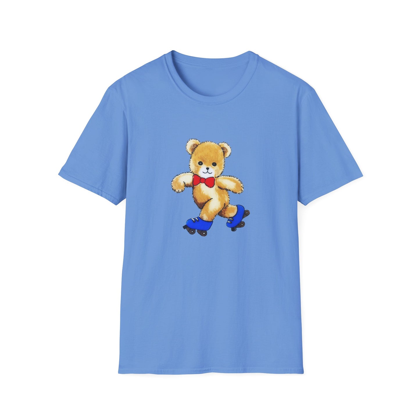 roller skating cute vintage teddy bear illustration reproduction tshirt