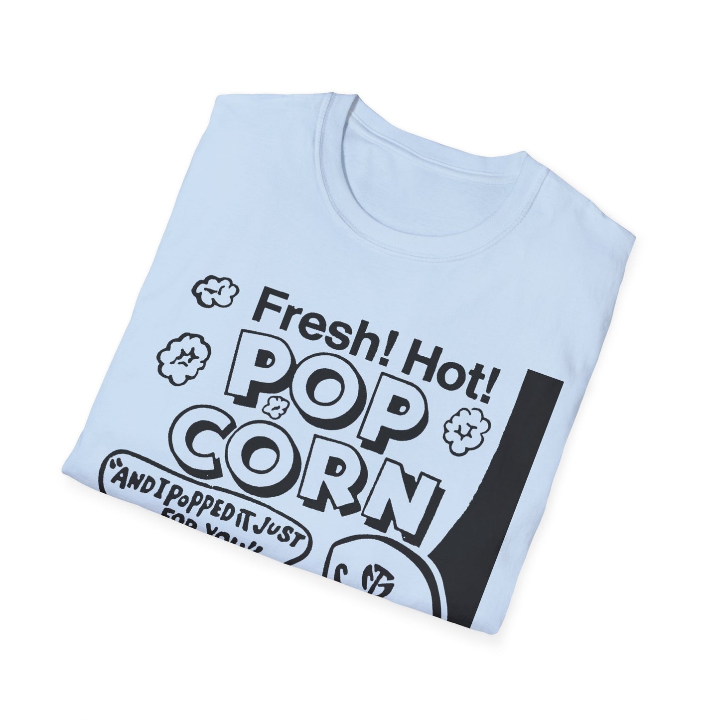 1940s popcorn box logo for martin theatres with a cute little popcorn mascot tshirt