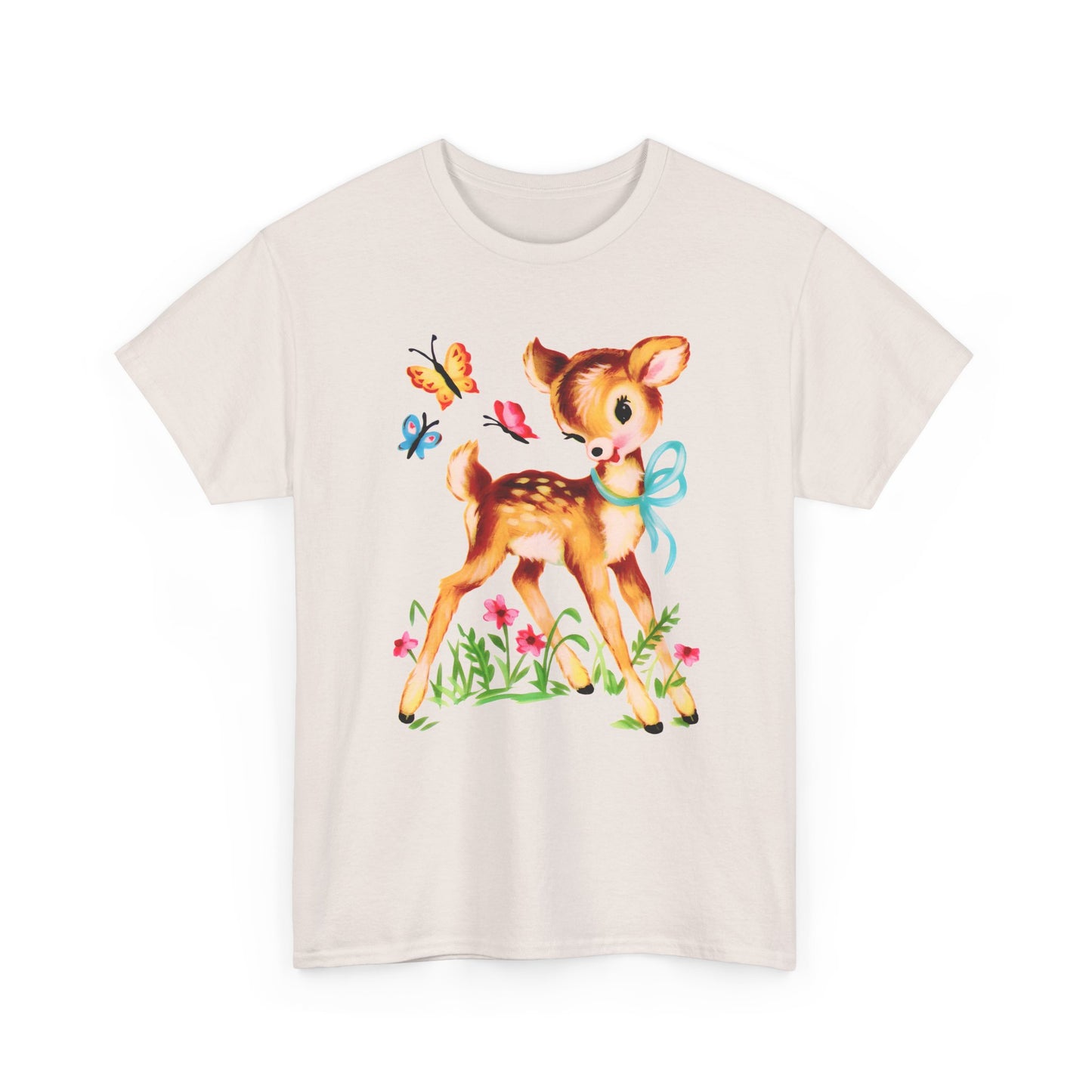 vintage cute baby deer reproduction tshirt