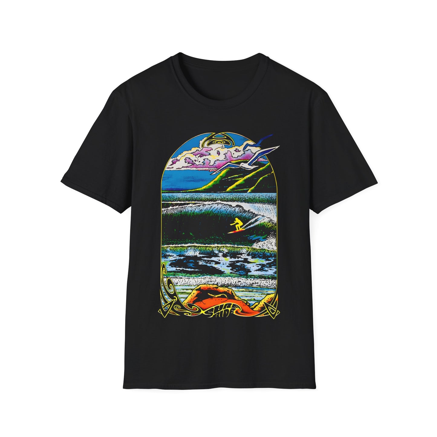 1976 surf rider psychedelic black light poster tshirt